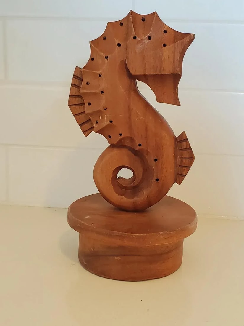 Late 20th Century Handcarved Wooden Seahorse, Appetizers & Entertaining Piece - 8