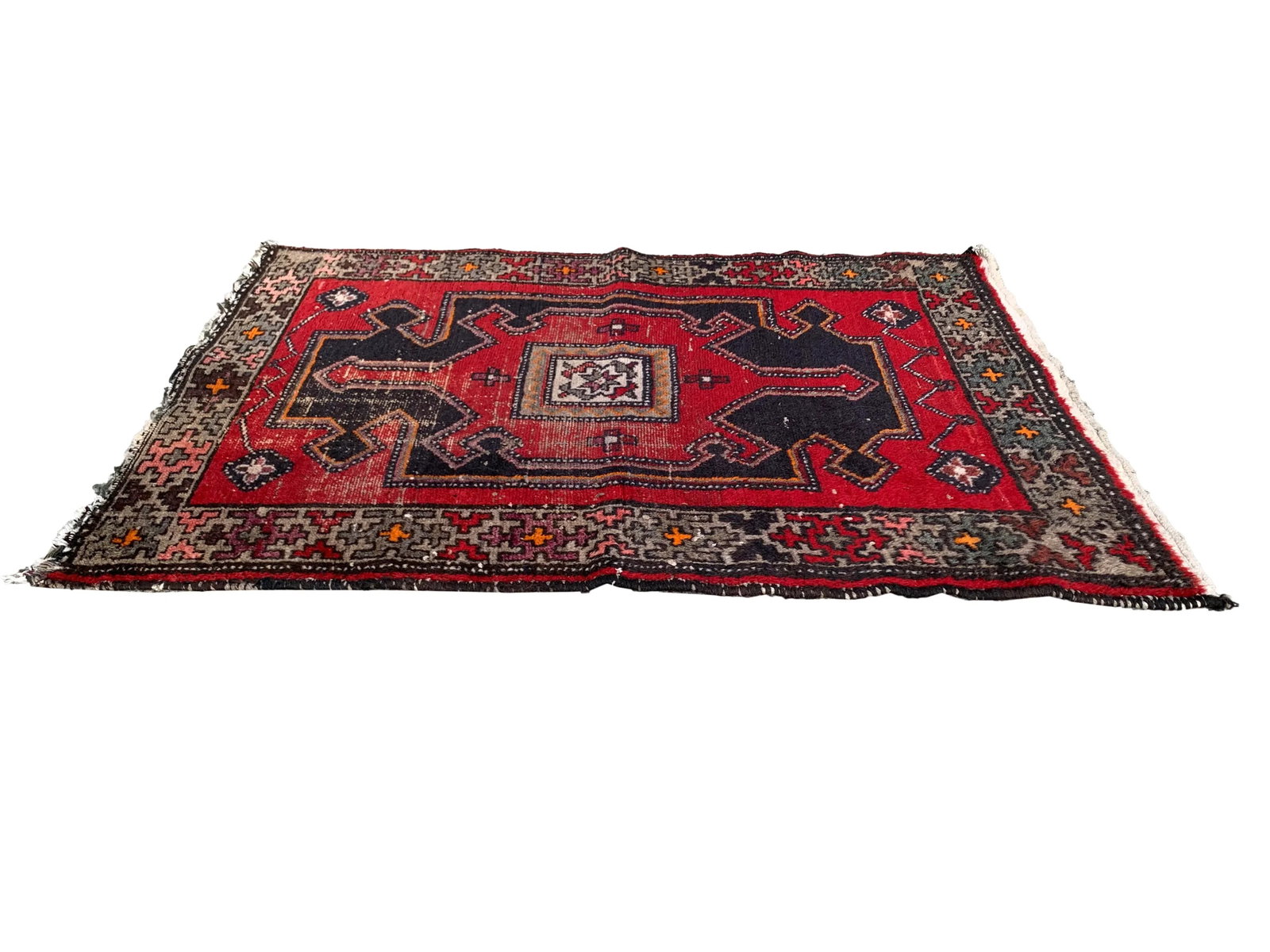 Vintage Wool Motif Rug-3'2'x4'4" - 3