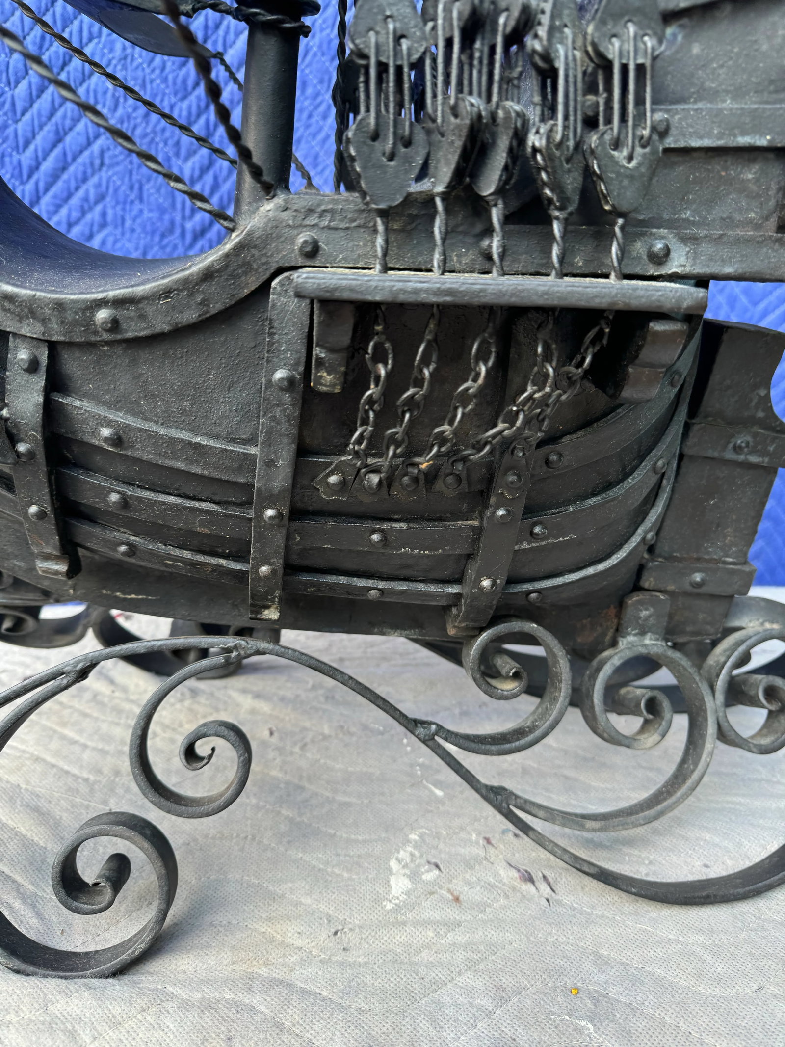 Vintage Hand Forged Black Metal Pirates Ship - 6