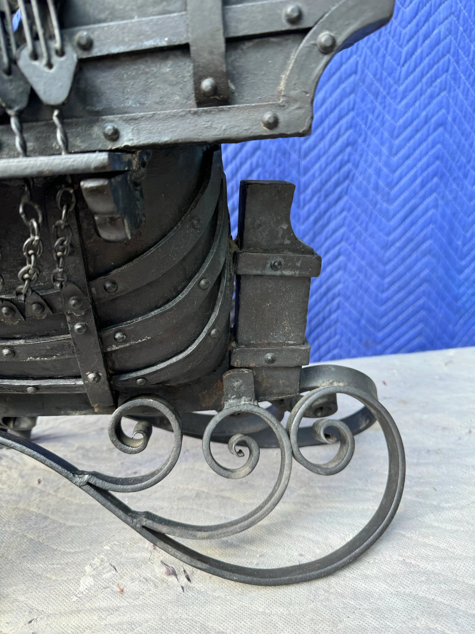 Vintage Hand Forged Black Metal Pirates Ship - 7