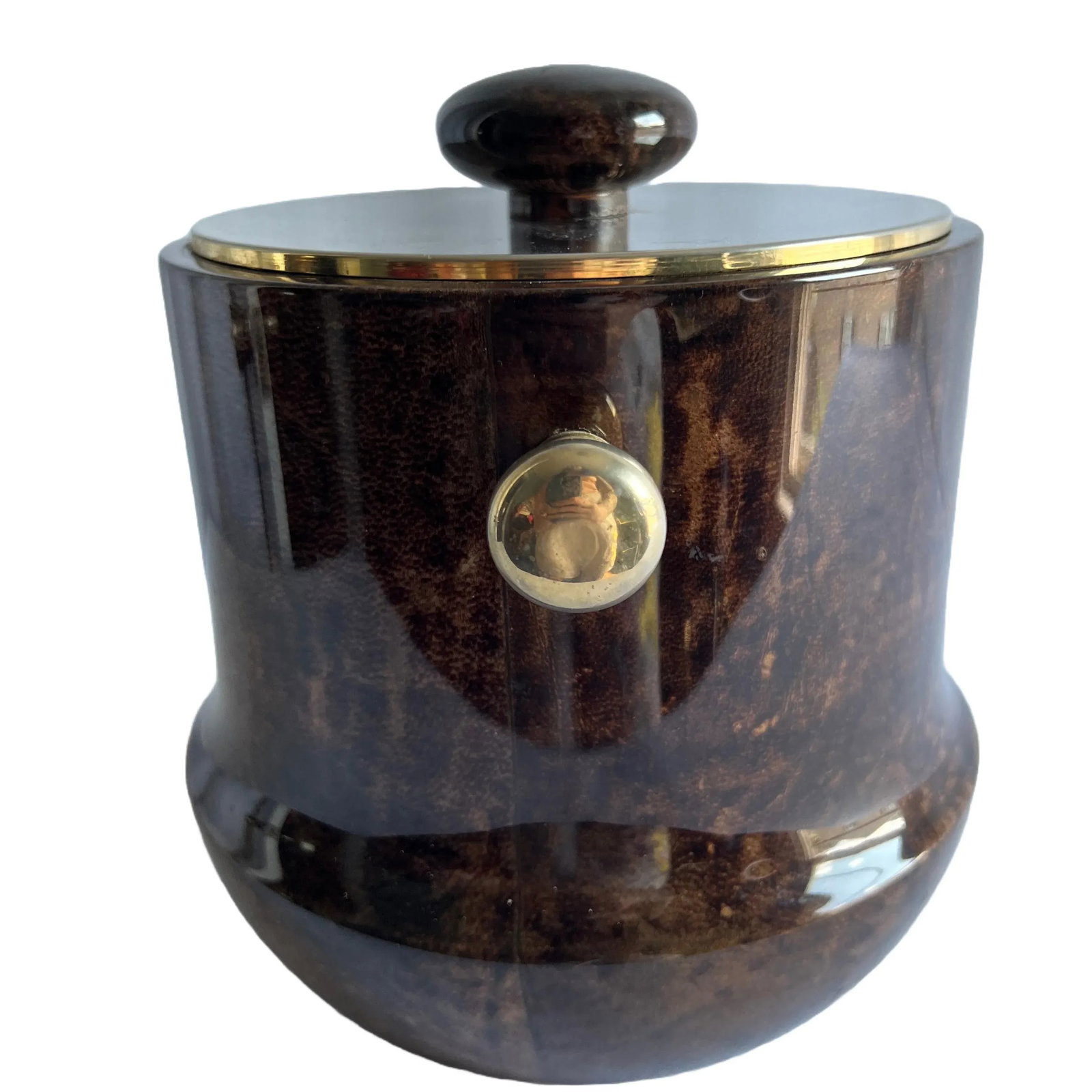 1960s Aldo Tura Lacquered Goat Skin and Brass Ice Bucket - 4