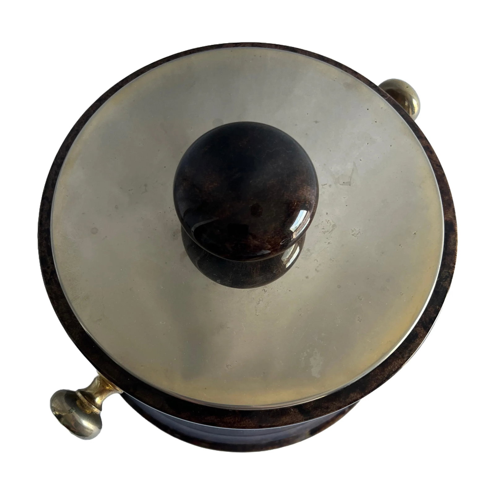 1960s Aldo Tura Lacquered Goat Skin and Brass Ice Bucket - 5