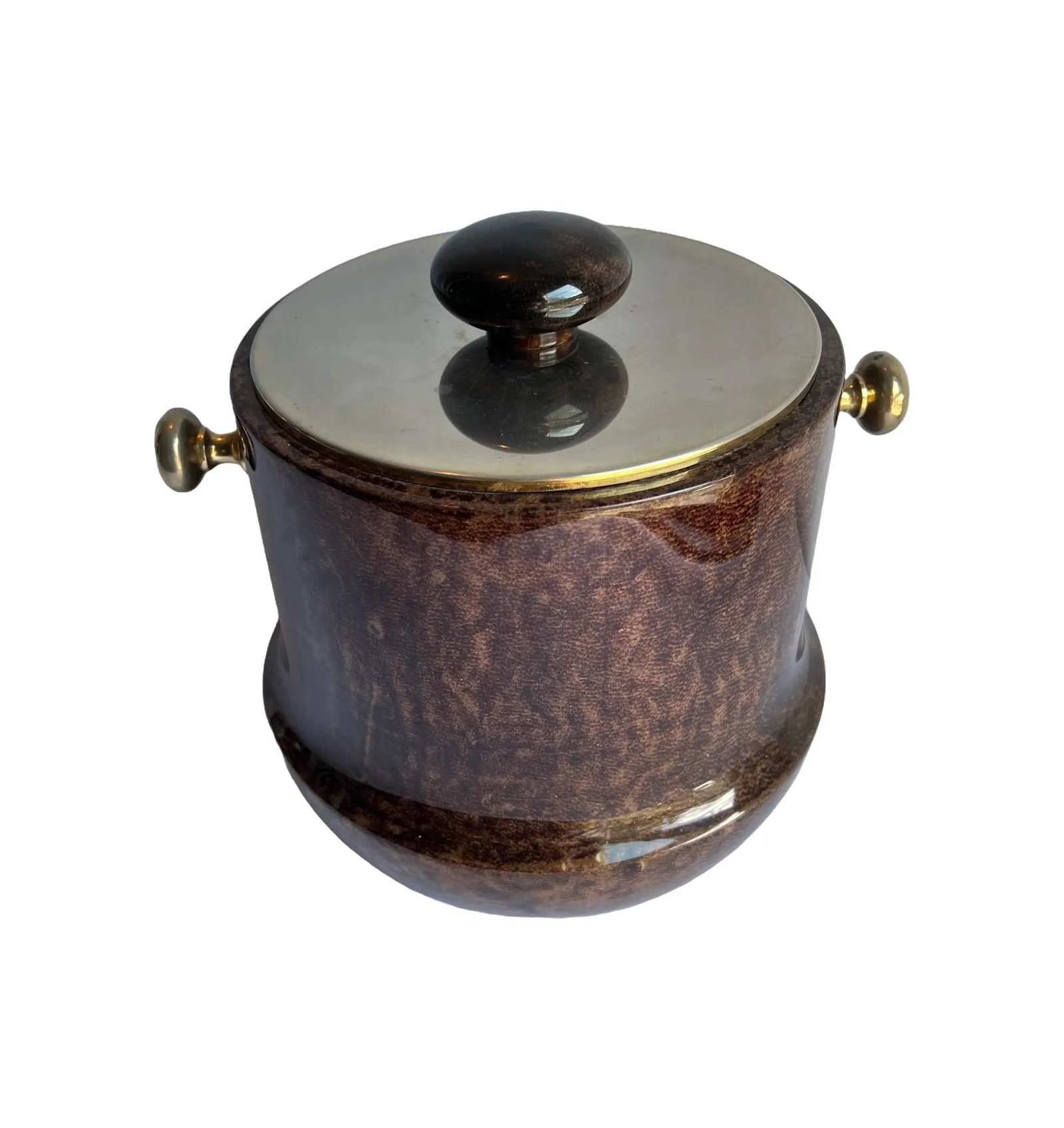 1960s Aldo Tura Lacquered Goat Skin and Brass Ice Bucket - 7