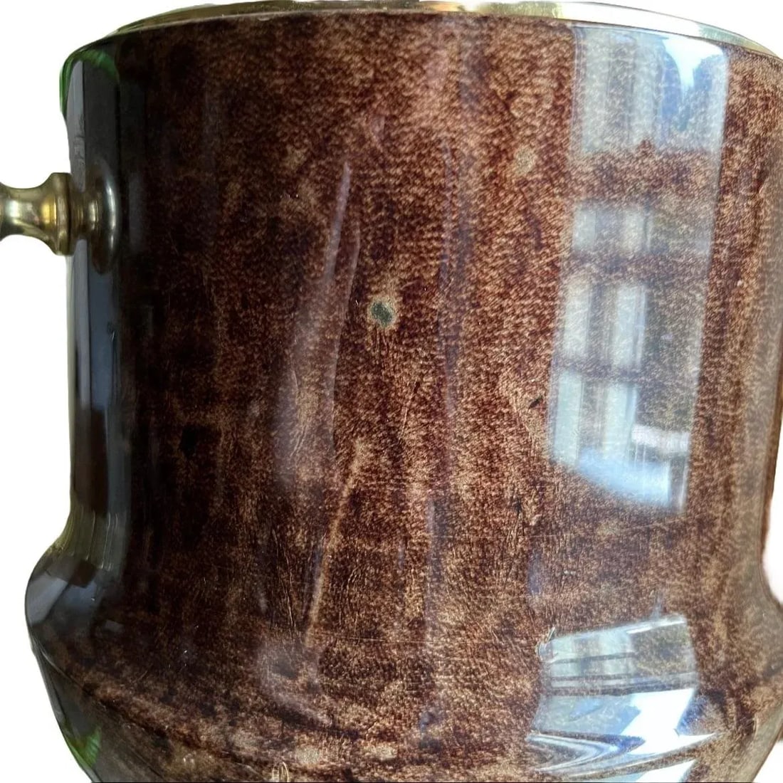 1960s Aldo Tura Lacquered Goat Skin and Brass Ice Bucket - 9