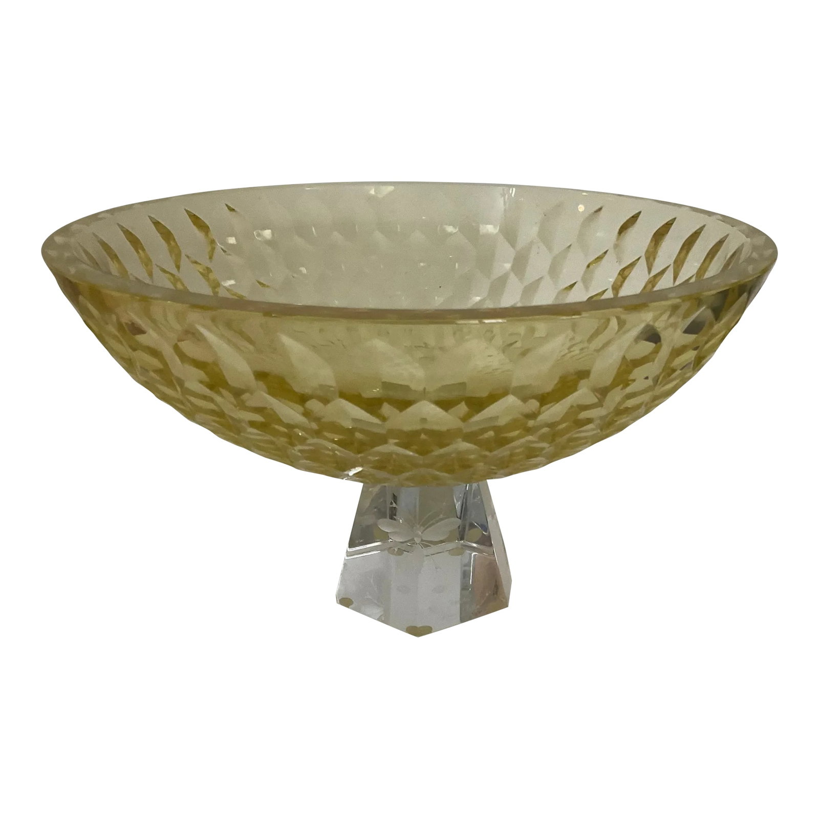 1960s Baccarat Pedestal Bowl: Very rare presentation bowl designed by French architect Catherine Challiou for Baccarat. This limited edition 24/50 piece is also displayed in purple at the Baccarat museum in Paris. Truly a