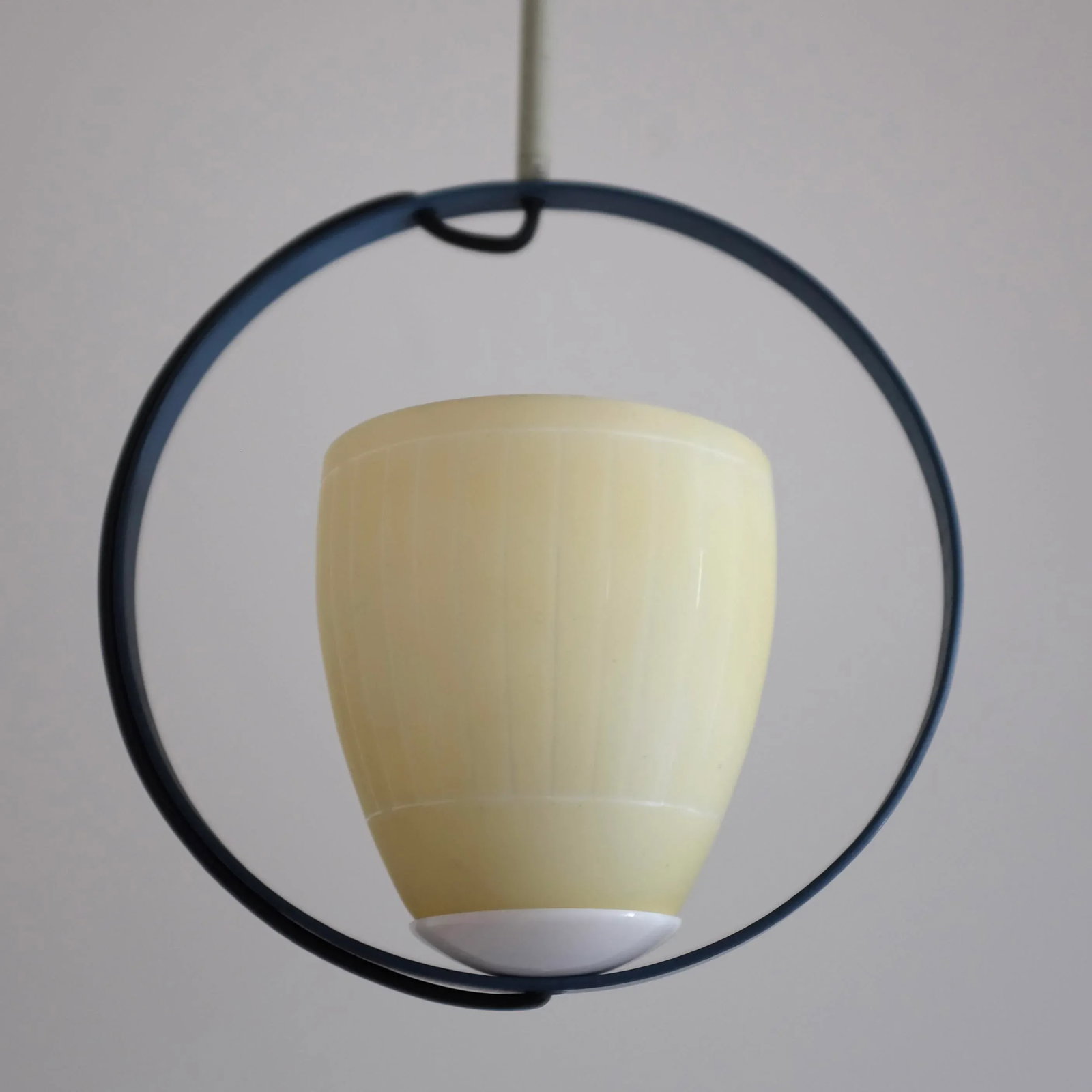 Swedish Mid-Century Round Metal and Glass Pendant - 2