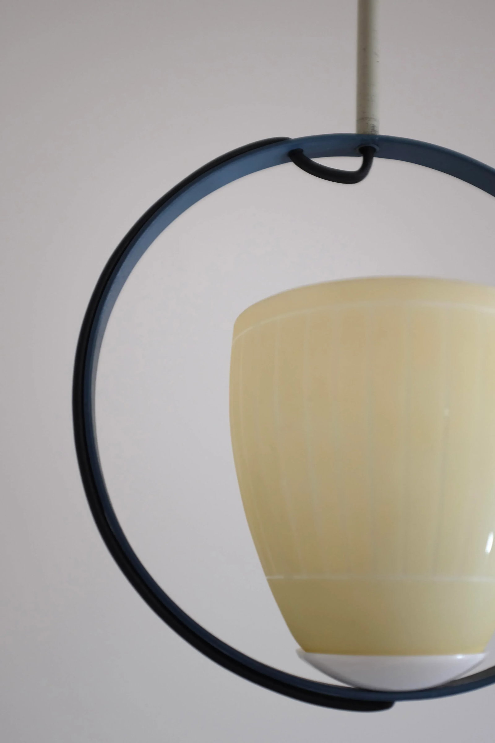 Swedish Mid-Century Round Metal and Glass Pendant - 3