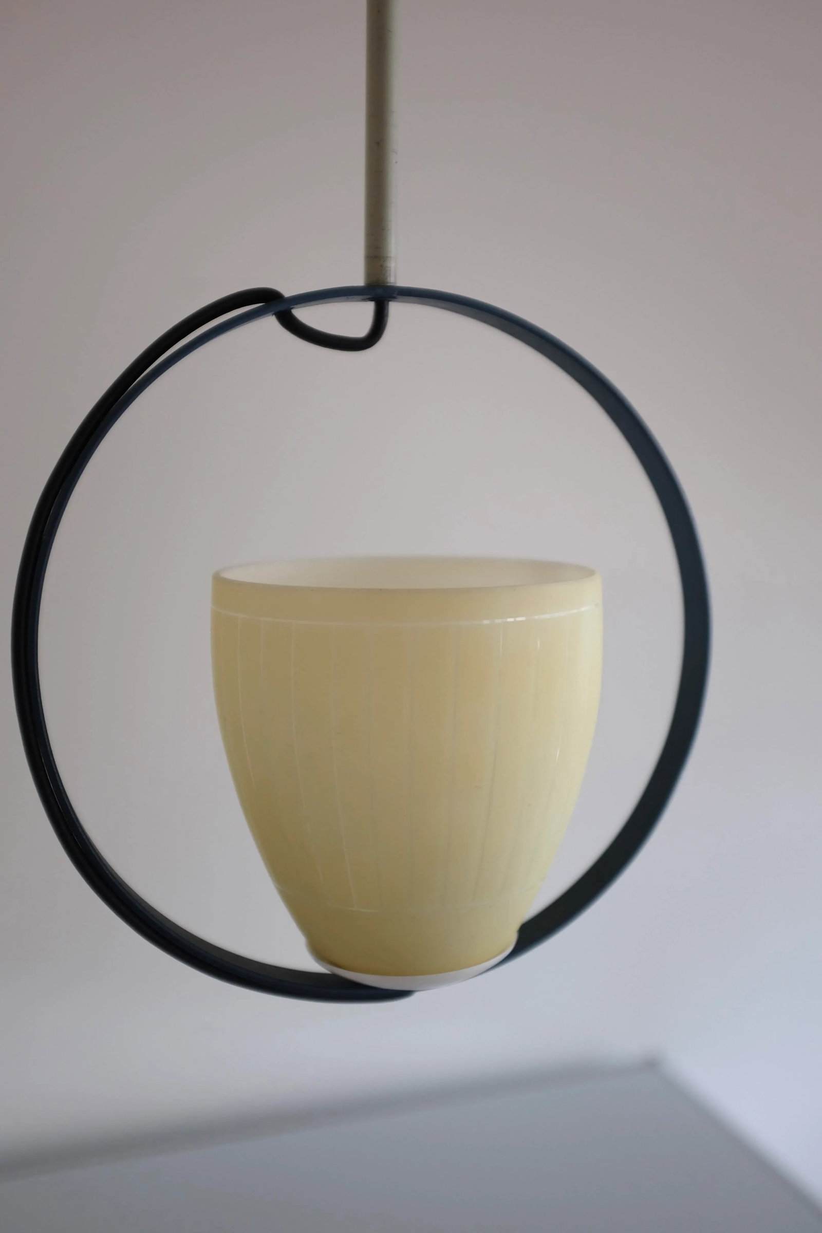 Swedish Mid-Century Round Metal and Glass Pendant - 4
