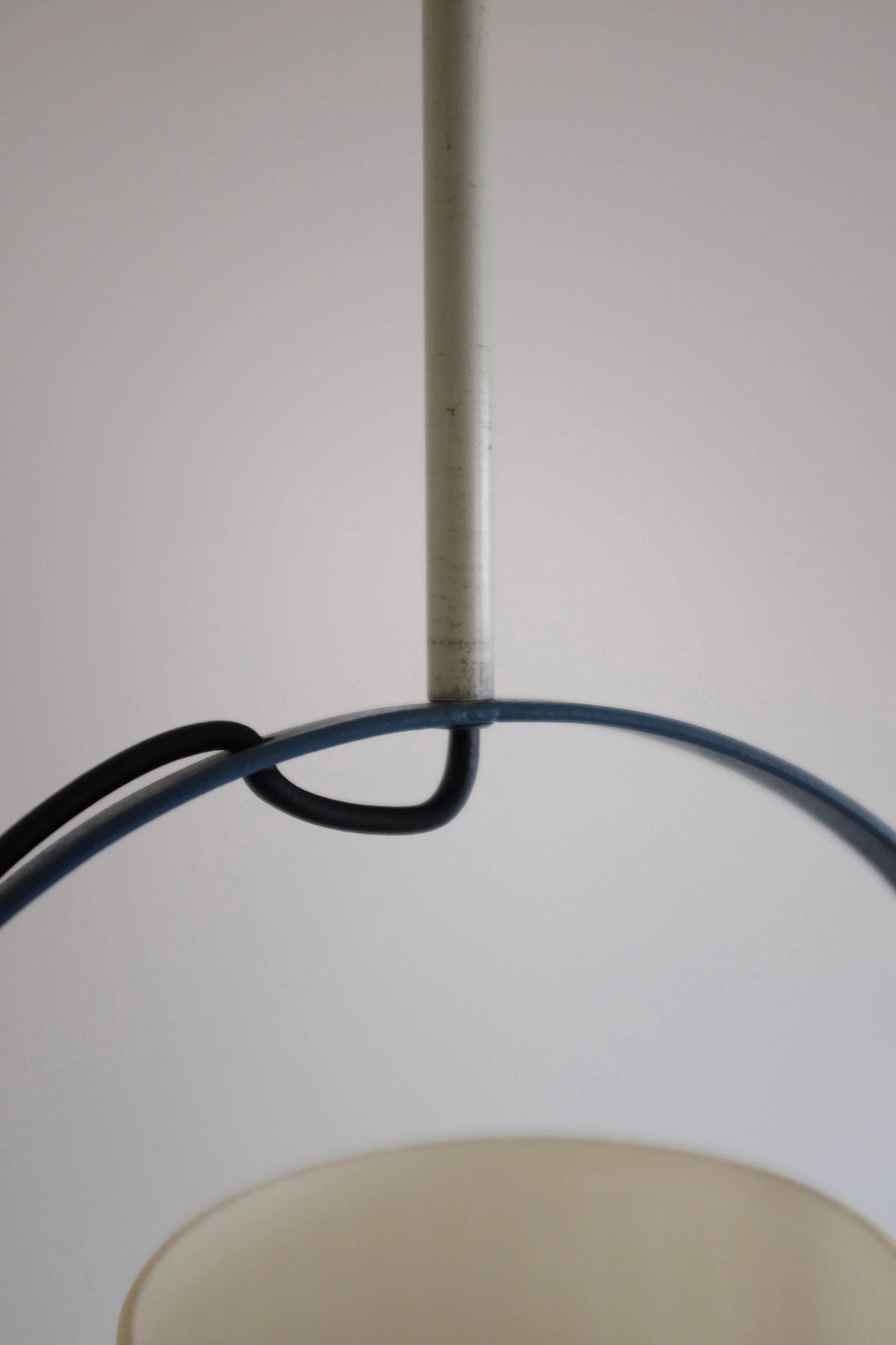 Swedish Mid-Century Round Metal and Glass Pendant - 5