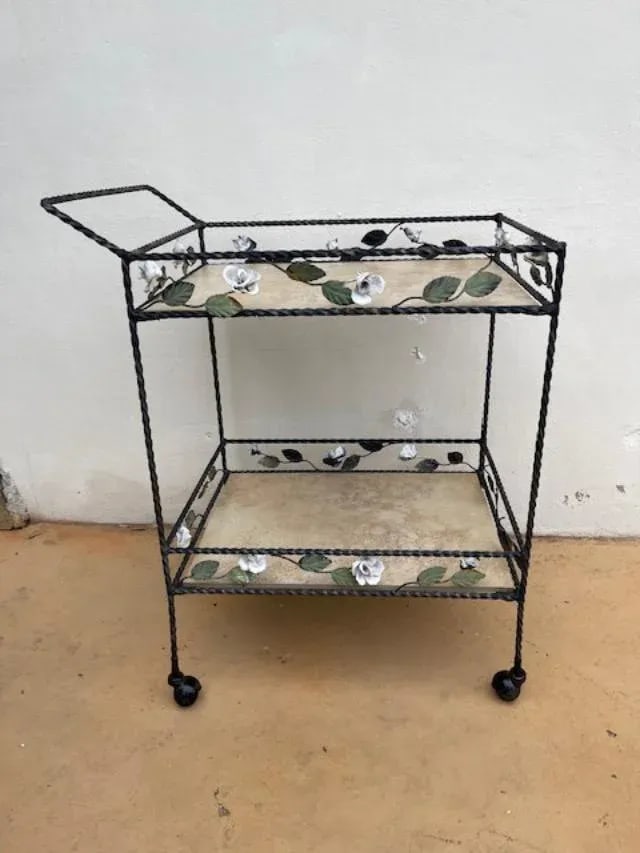 Wrought Iron Bar Cart, Vintage - 13