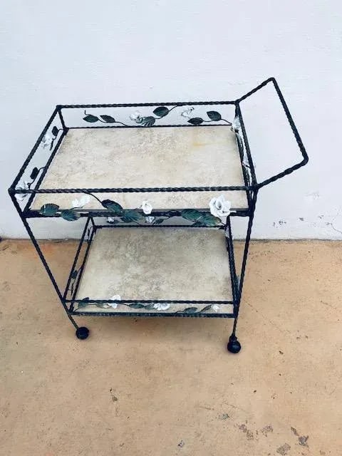 Wrought Iron Bar Cart, Vintage - 2