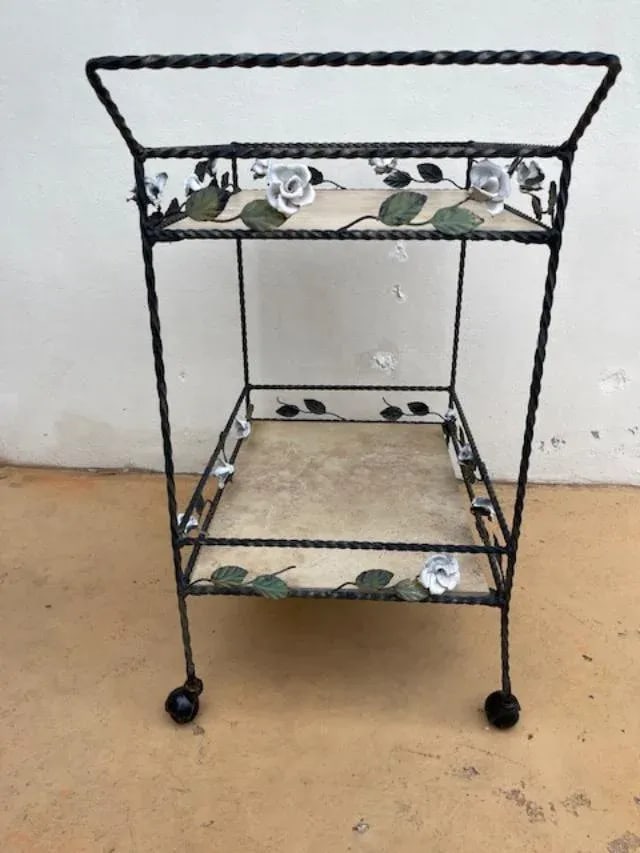 Wrought Iron Bar Cart, Vintage - 3