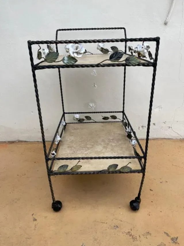 Wrought Iron Bar Cart, Vintage - 4