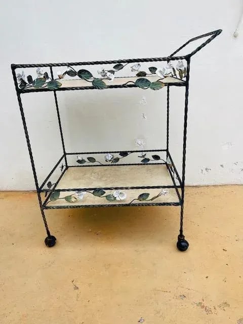 Wrought Iron Bar Cart, Vintage - 7