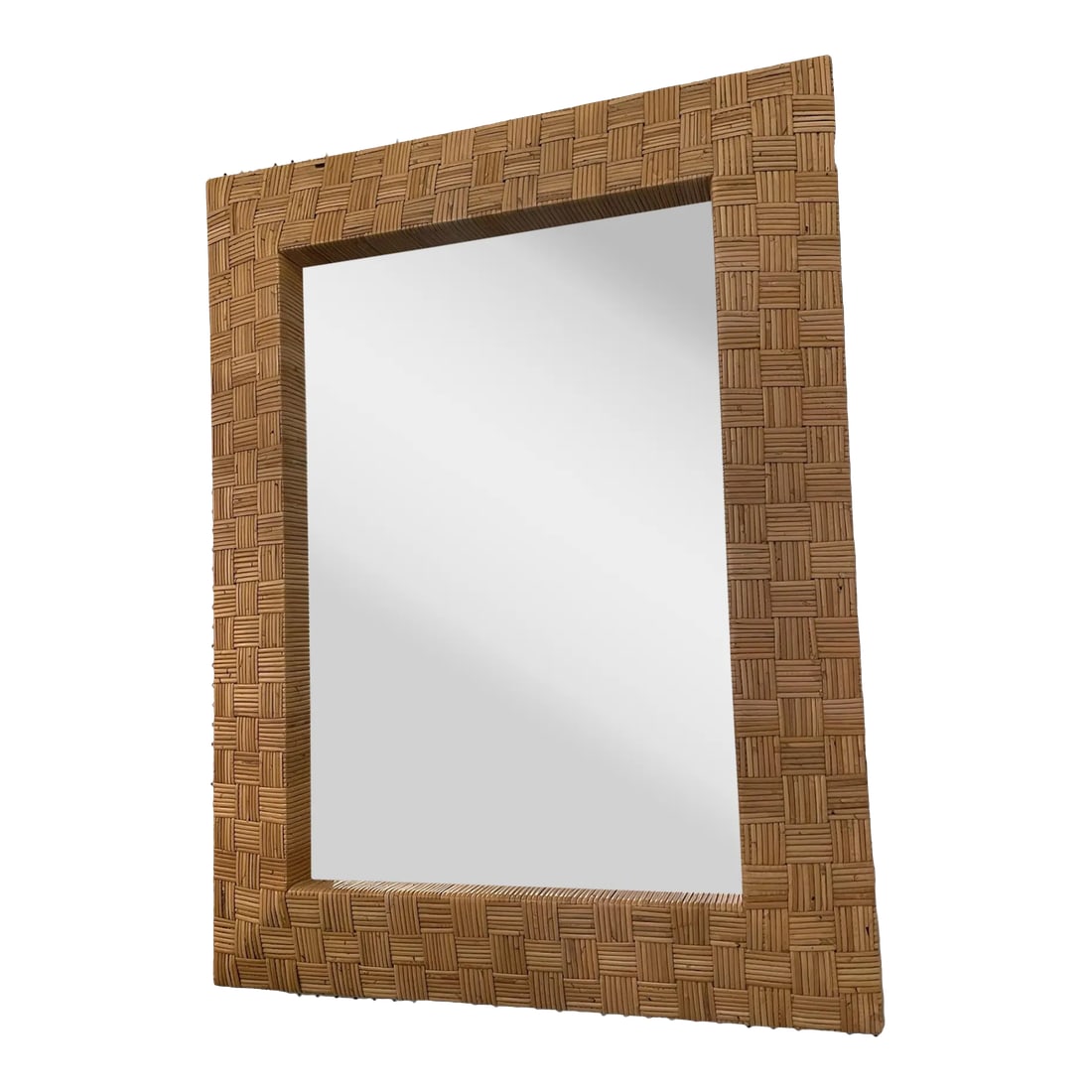 Hand Woven Rattan Mirror: Elevate your space with the timeless charm of this hand-woven rattan mirror. Expertly crafted by skilled artisans, this rectangular mirror features a meticulously woven rattan frame that brings an
