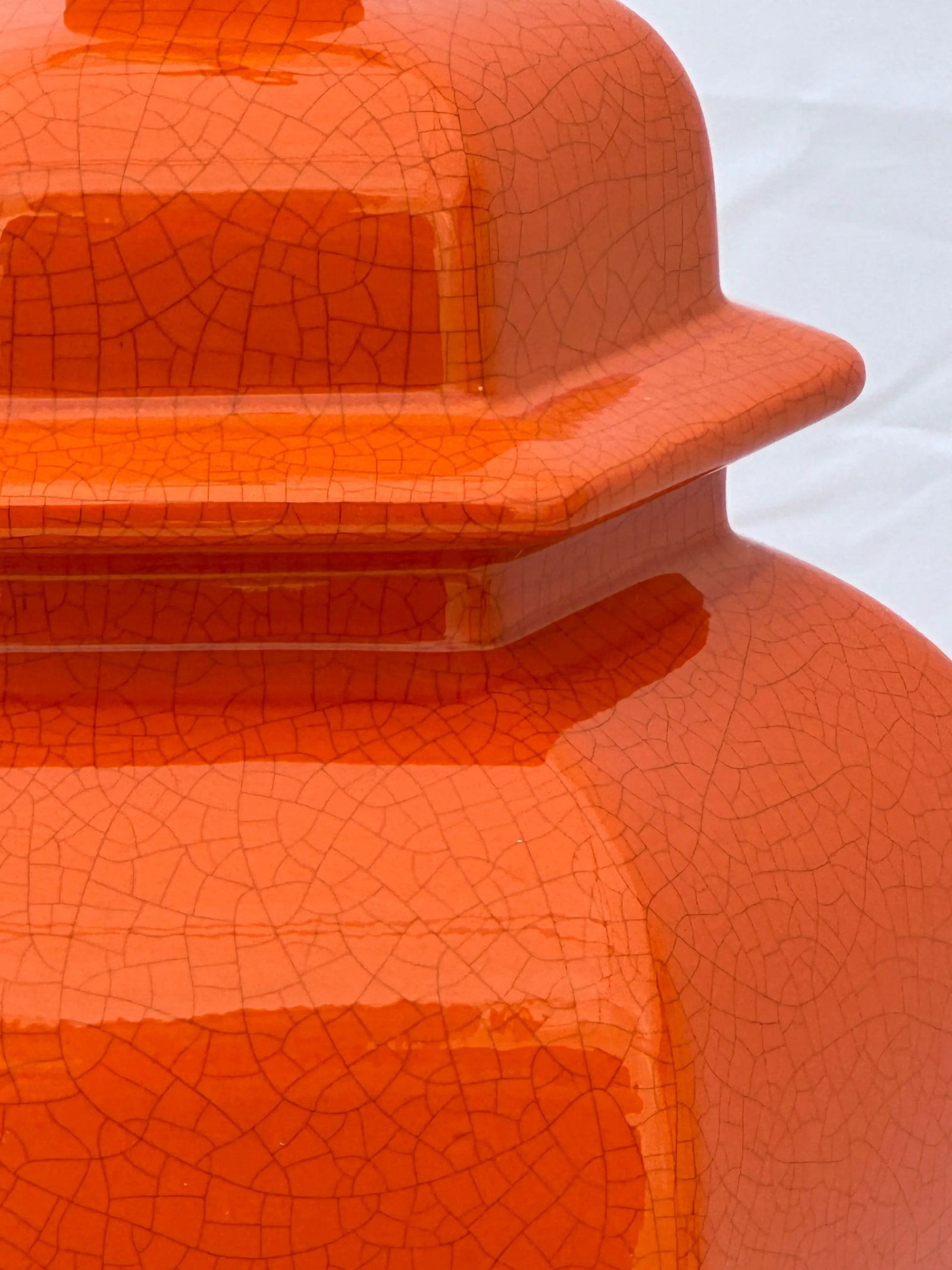 Orange Crackle Glazed Ginger Jar Table Lamp - 2