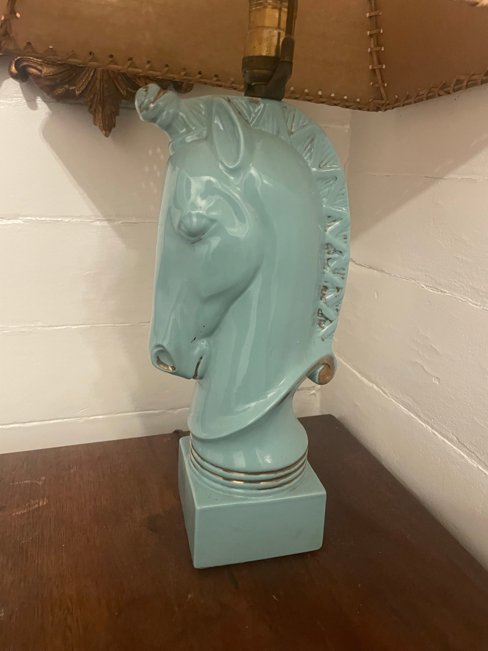 1950's Turquoise Blue Howell Ceramic Horse Lamp - 2