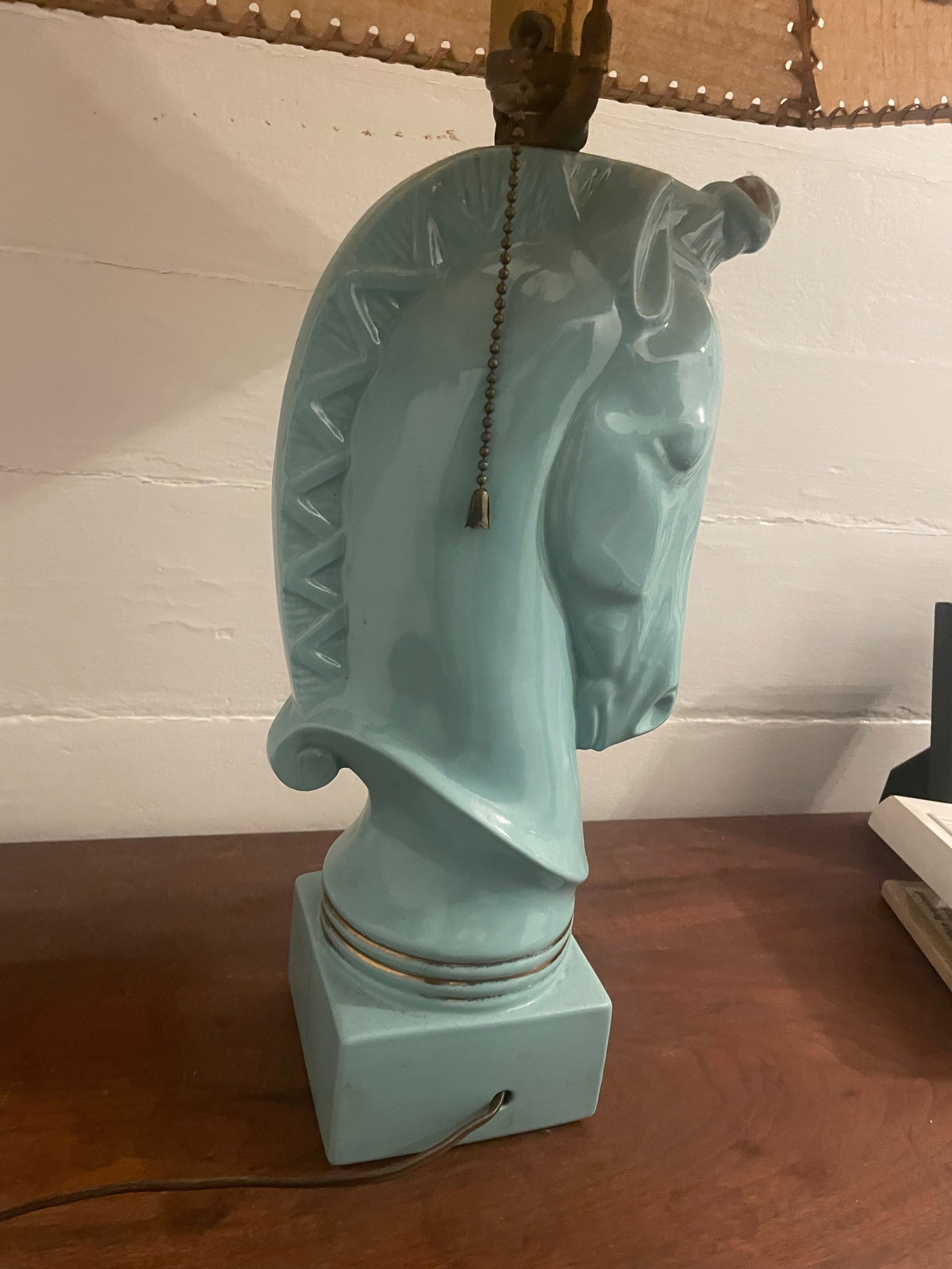 1950's Turquoise Blue Howell Ceramic Horse Lamp - 3