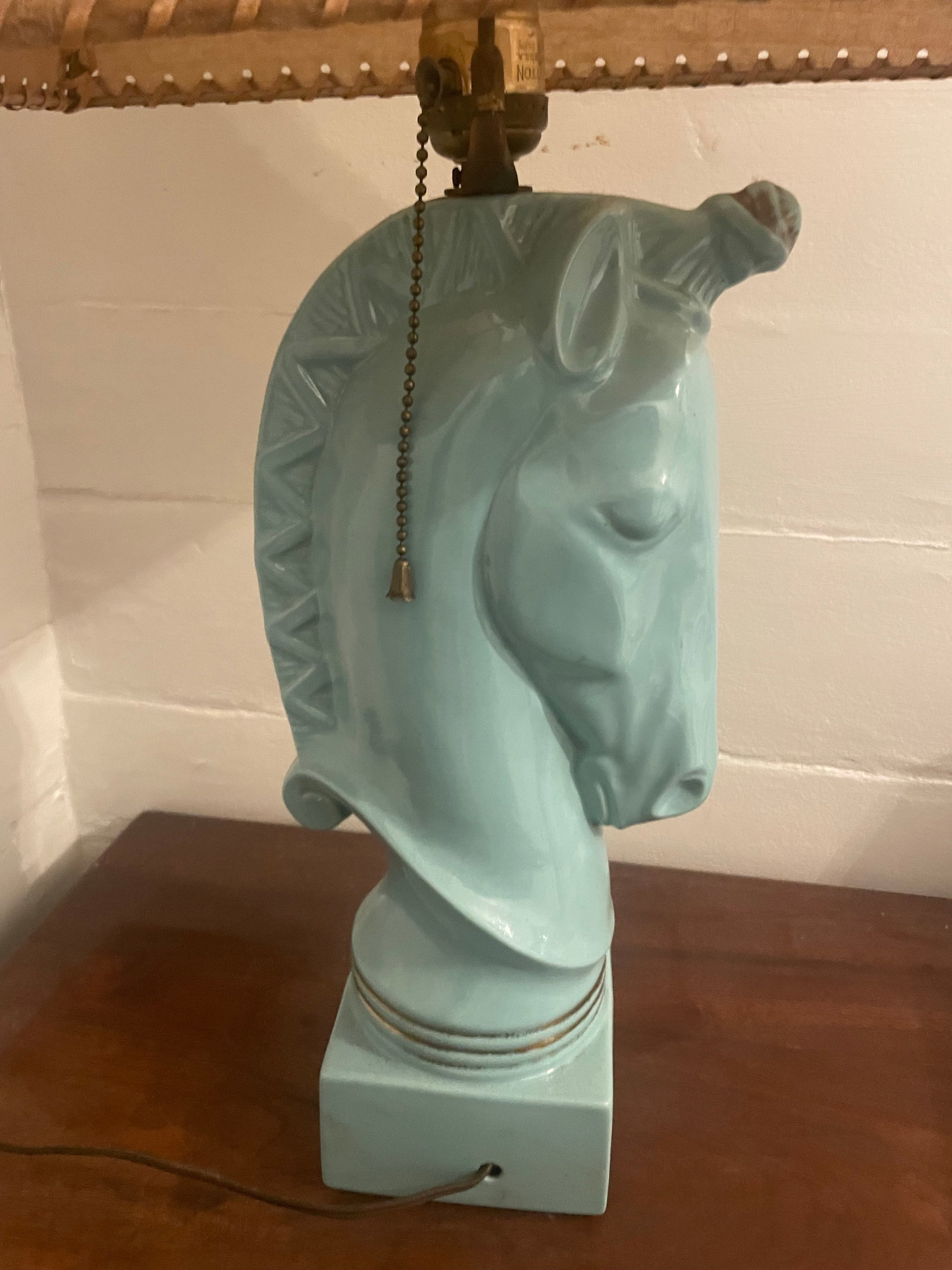 1950's Turquoise Blue Howell Ceramic Horse Lamp - 4