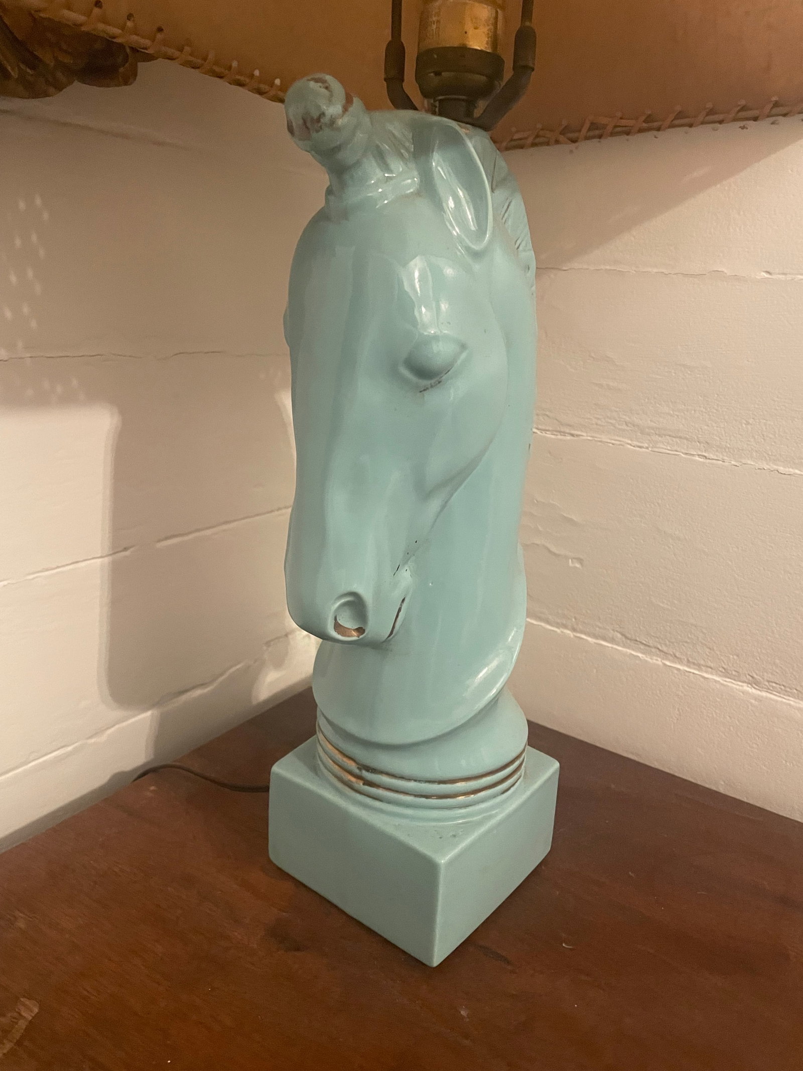 1950's Turquoise Blue Howell Ceramic Horse Lamp - 5