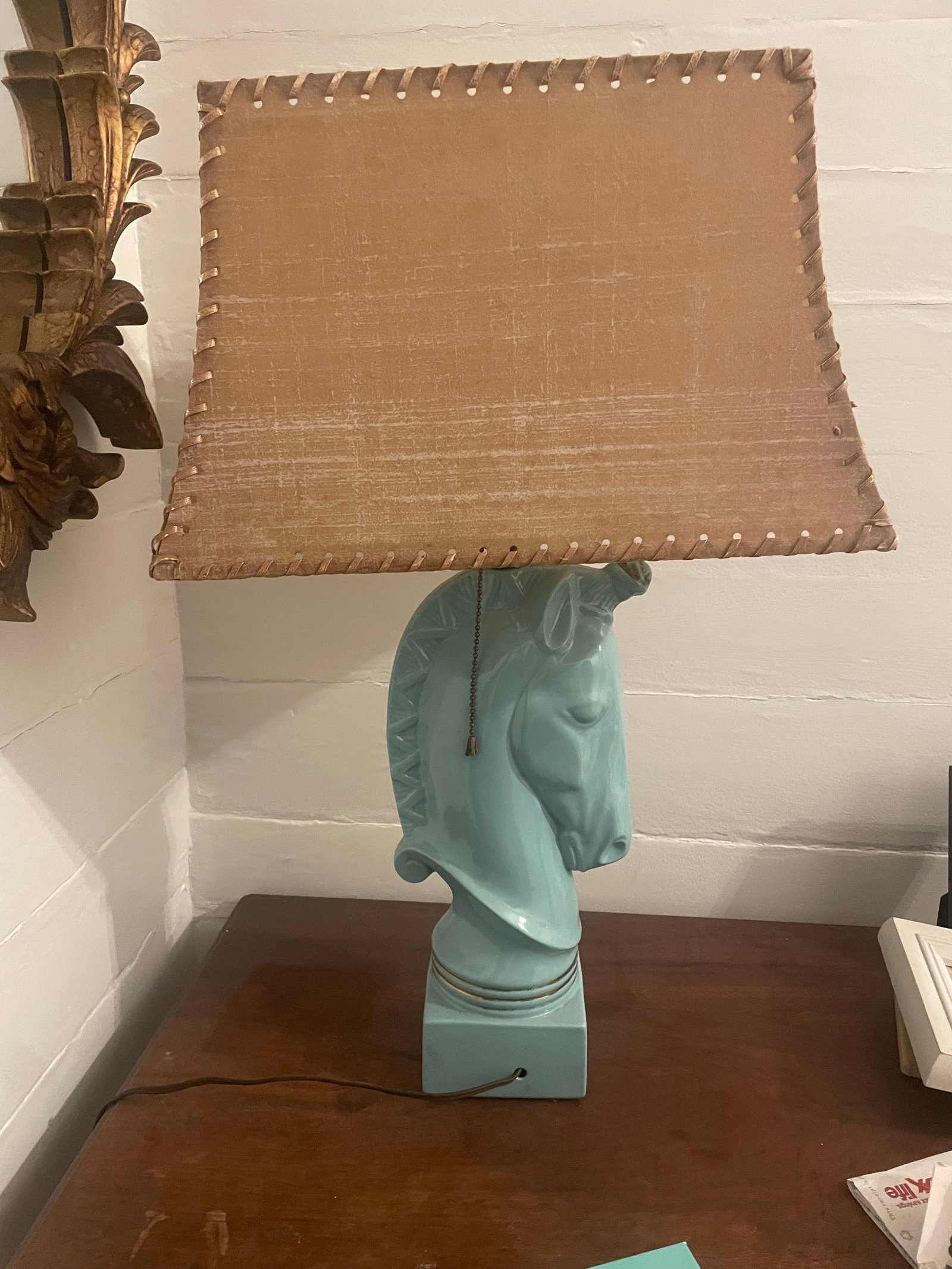 1950's Turquoise Blue Howell Ceramic Horse Lamp - 6