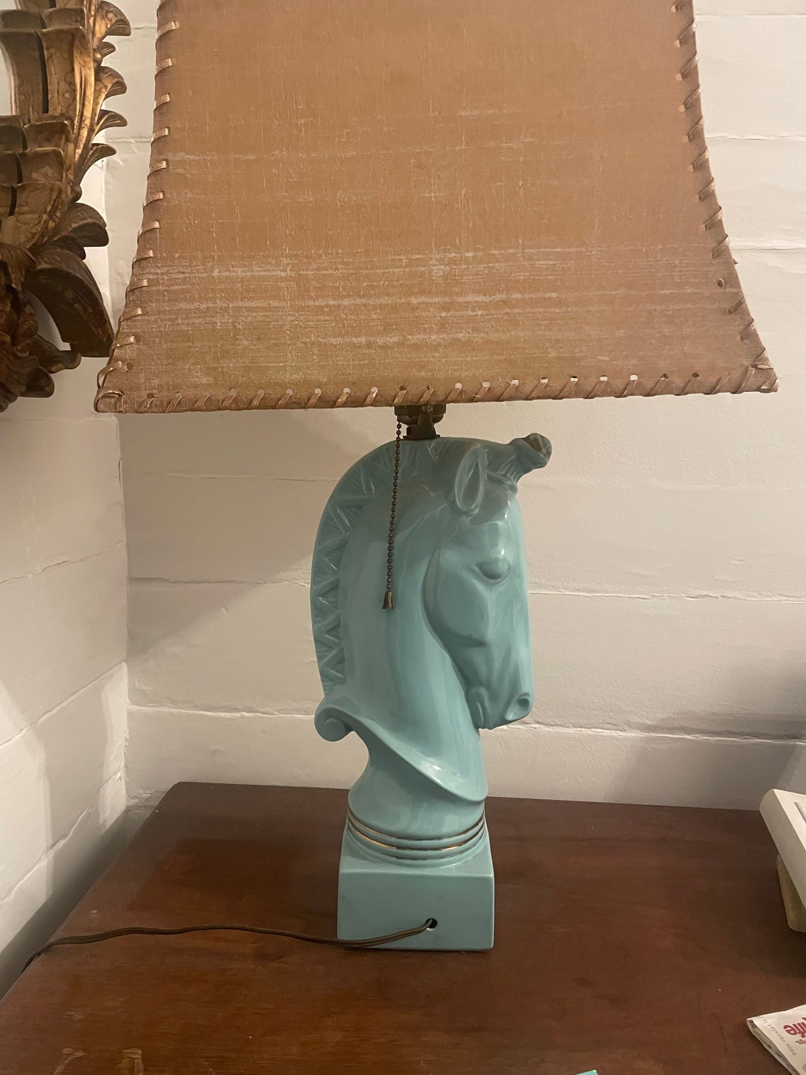 1950's Turquoise Blue Howell Ceramic Horse Lamp - 7