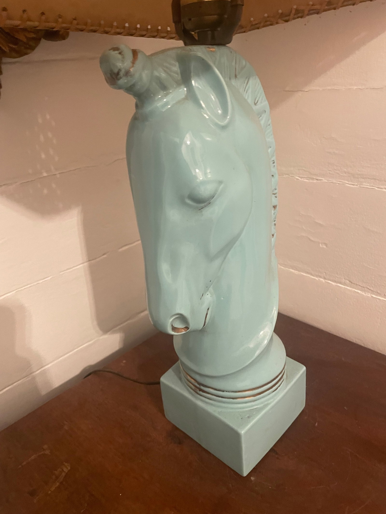 1950's Turquoise Blue Howell Ceramic Horse Lamp - 9