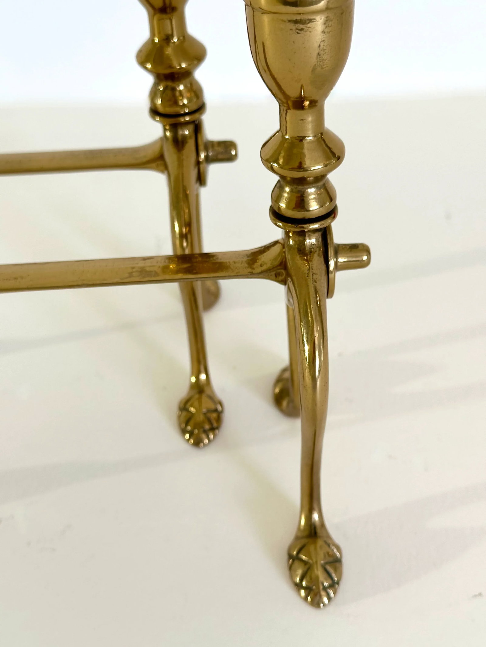 Pair of Late 19th Century Victorian Brass Fire Dogs - 11