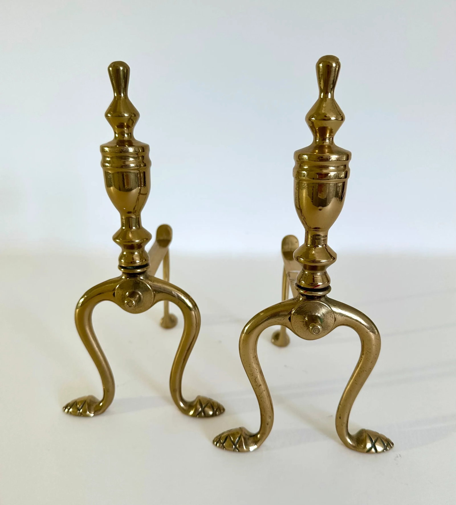 Pair of Late 19th Century Victorian Brass Fire Dogs - 2