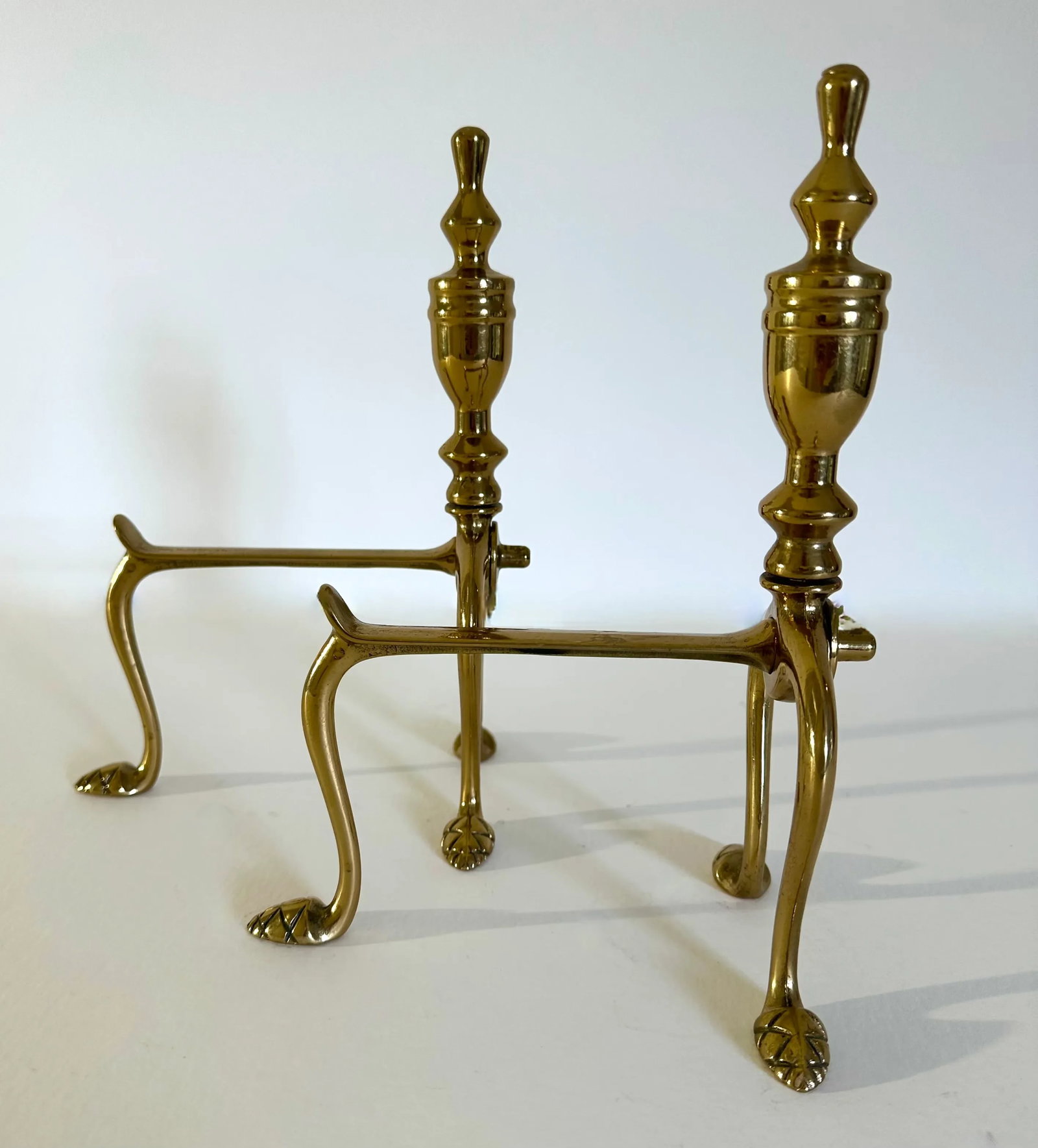 Pair of Late 19th Century Victorian Brass Fire Dogs - 3