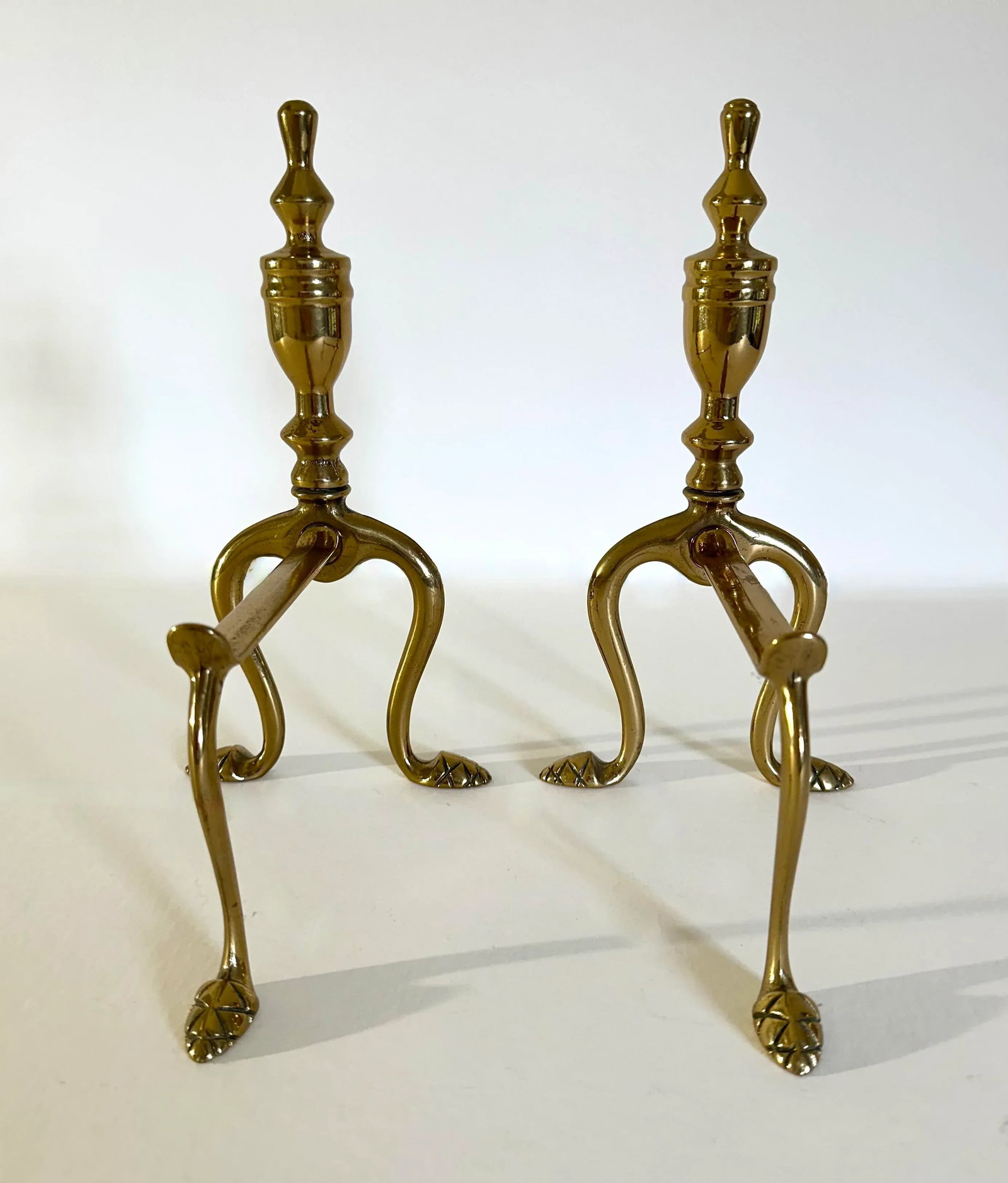 Pair of Late 19th Century Victorian Brass Fire Dogs - 4