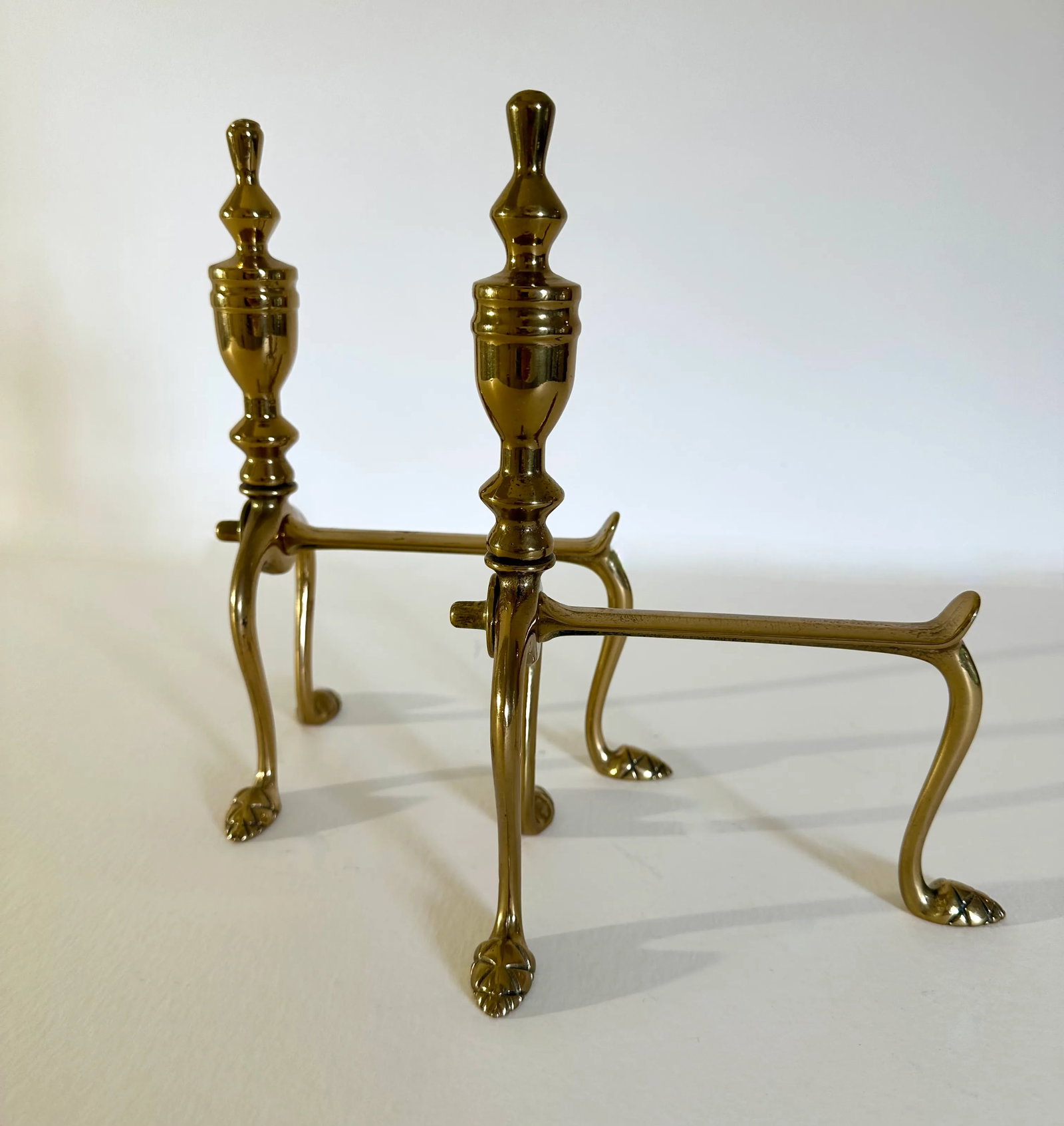 Pair of Late 19th Century Victorian Brass Fire Dogs - 5