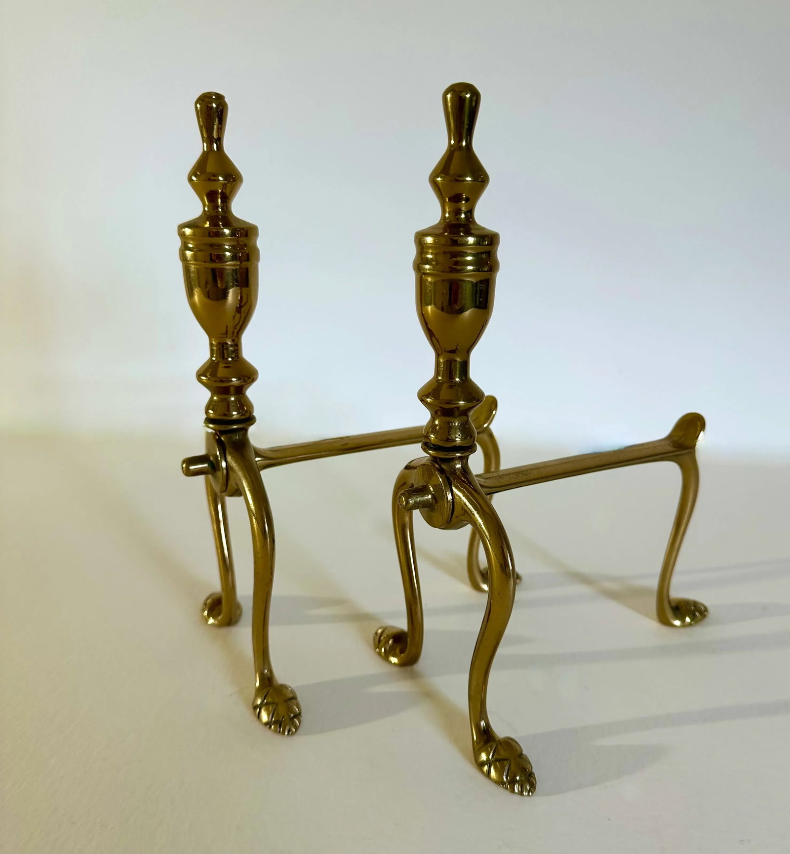 Pair of Late 19th Century Victorian Brass Fire Dogs - 6
