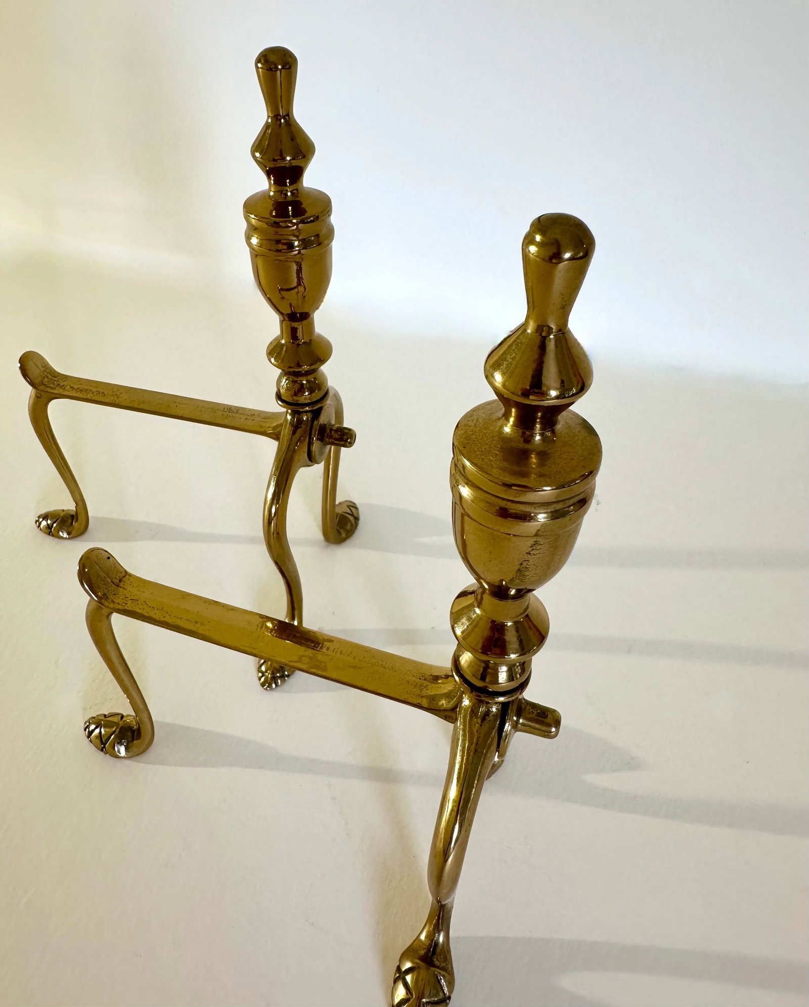 Pair of Late 19th Century Victorian Brass Fire Dogs - 7