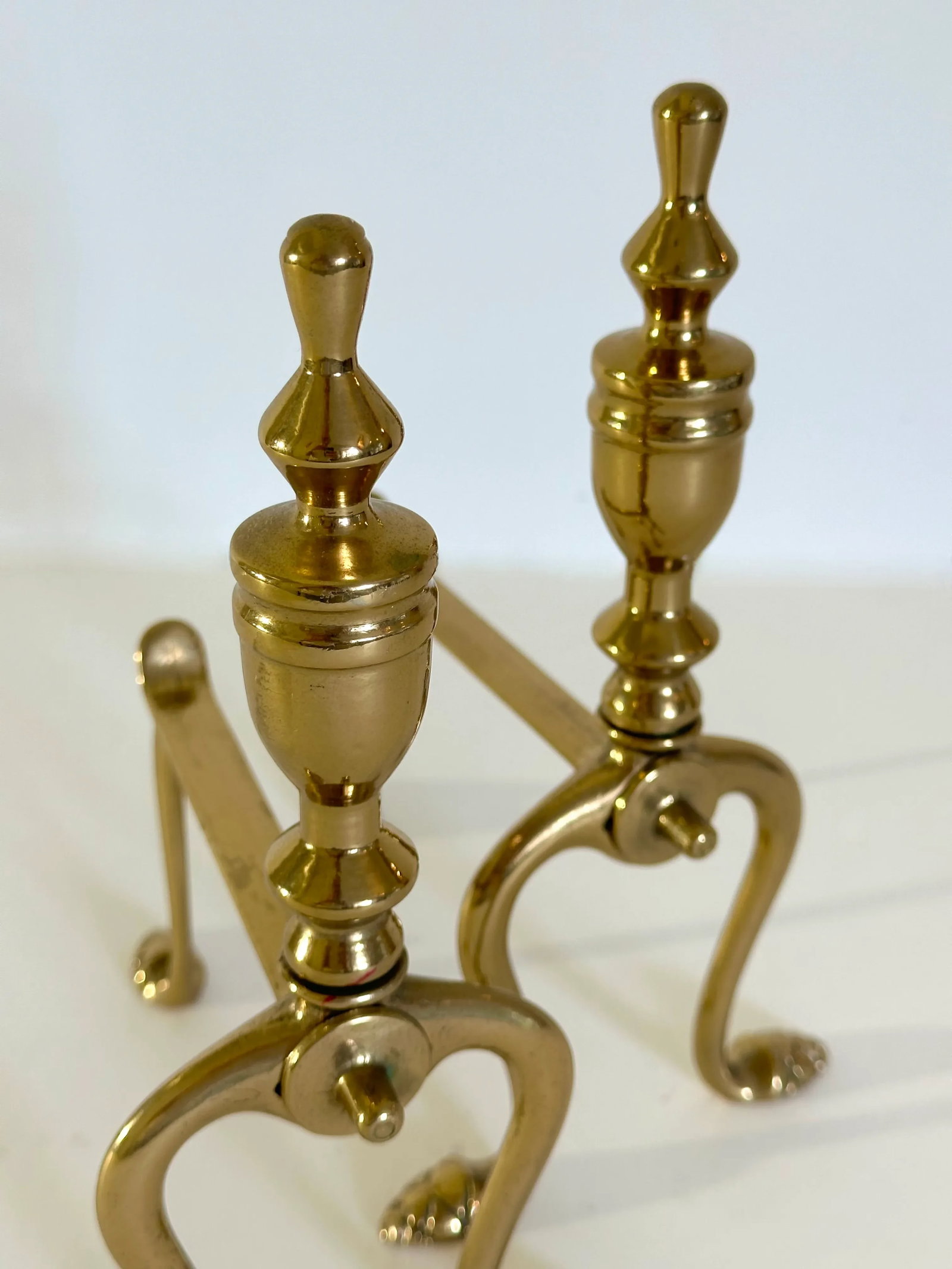Pair of Late 19th Century Victorian Brass Fire Dogs - 8