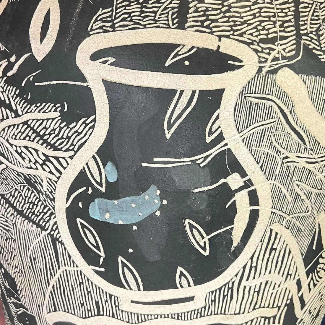 Massive Mid-Century Modern Sgraffito Ceramic Floor Vase - 10