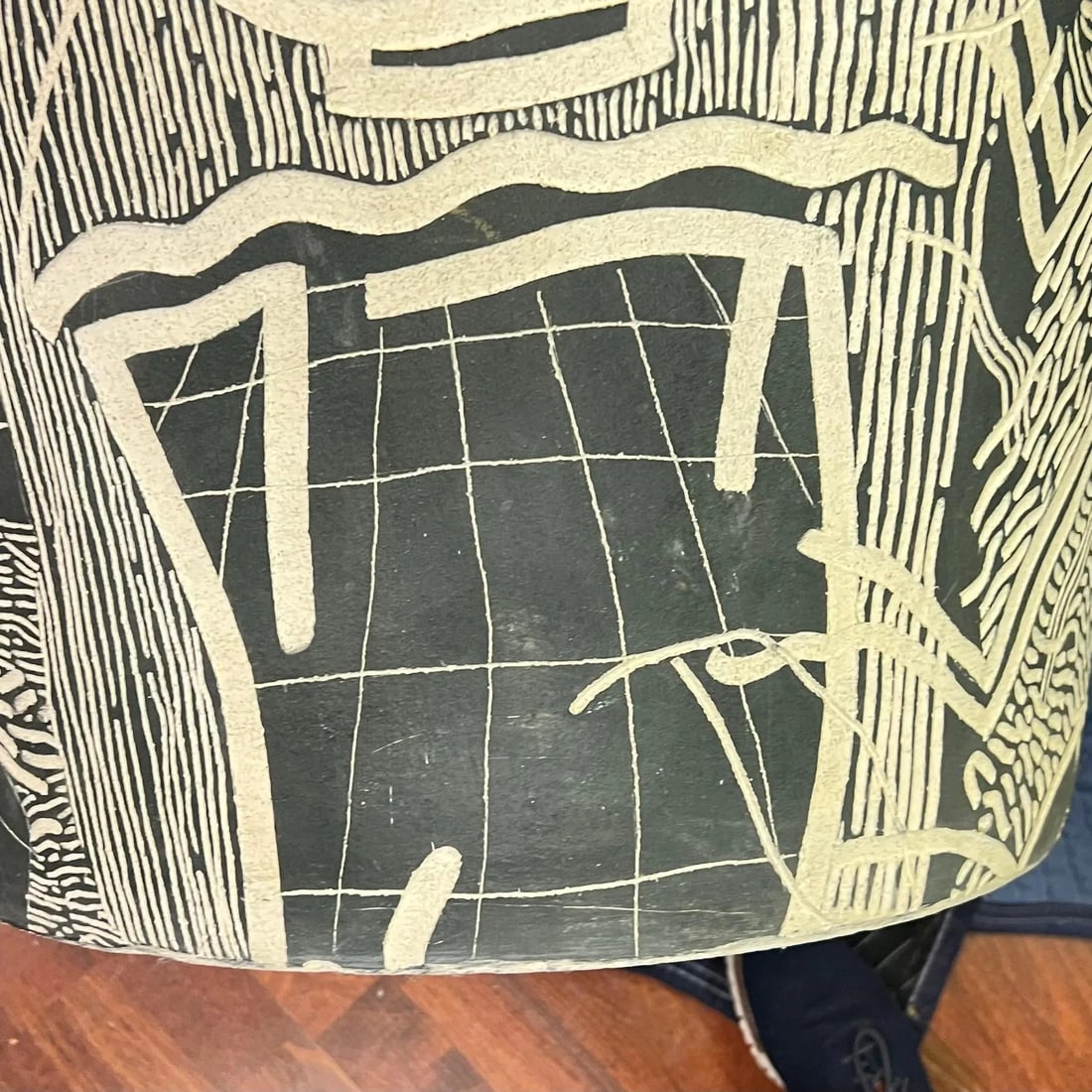 Massive Mid-Century Modern Sgraffito Ceramic Floor Vase - 12
