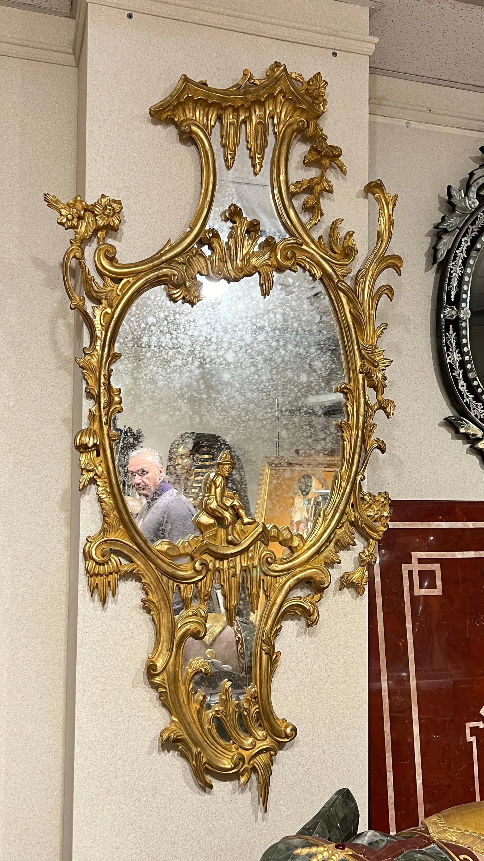 Very large vintage Italian Rococo Chinoiserie Giltwood Mirror - 2
