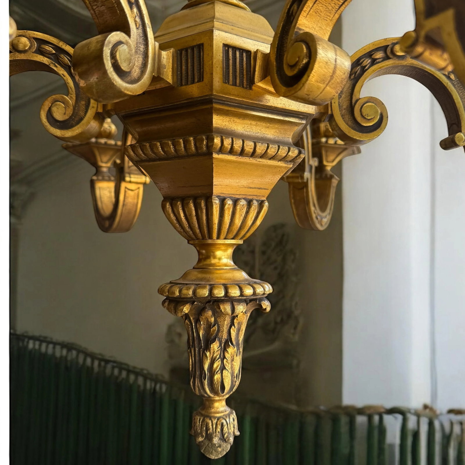 Large Antique French Mazarin Bronze 6 Arm Chandelier - 5