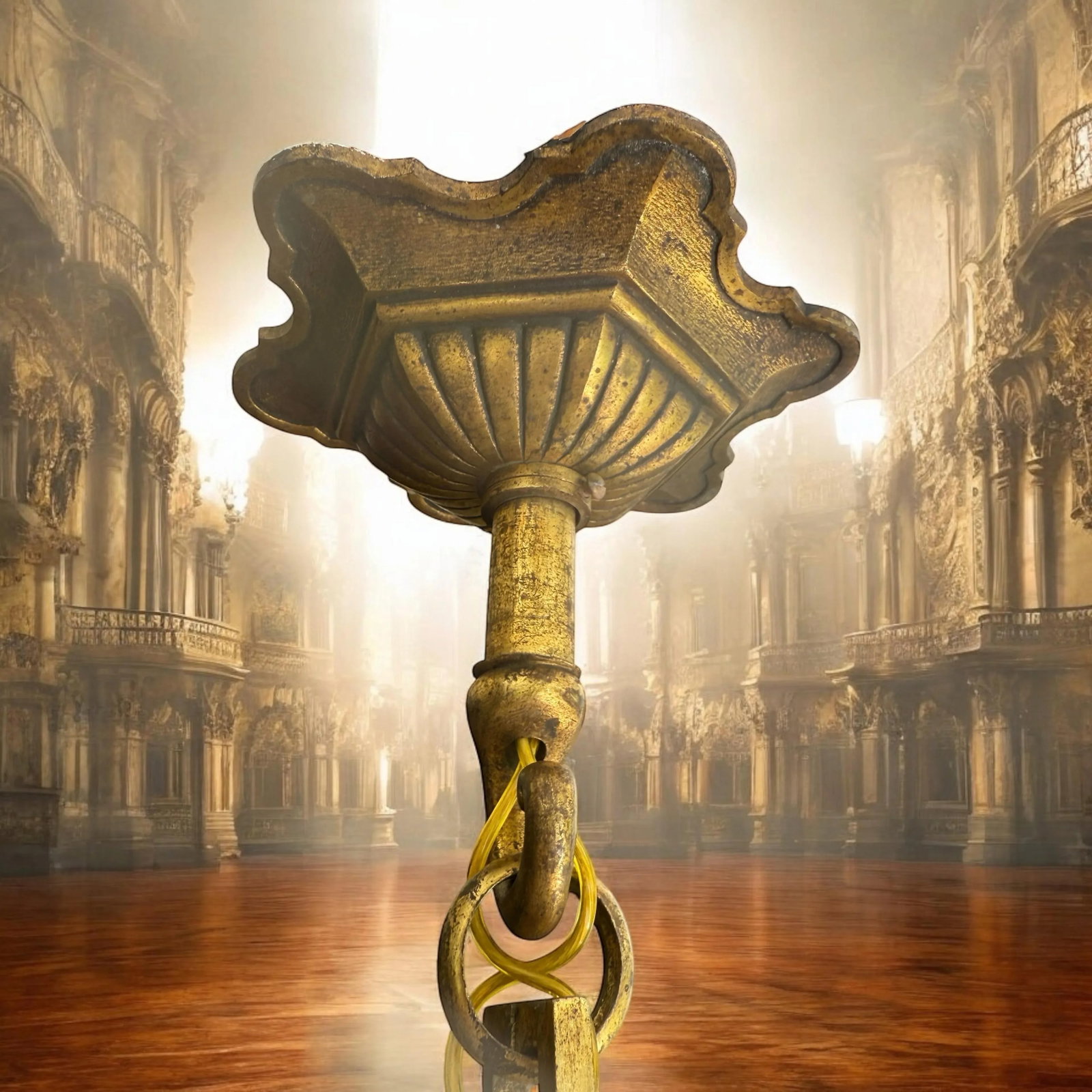 Large Antique French Mazarin Bronze 6 Arm Chandelier - 6