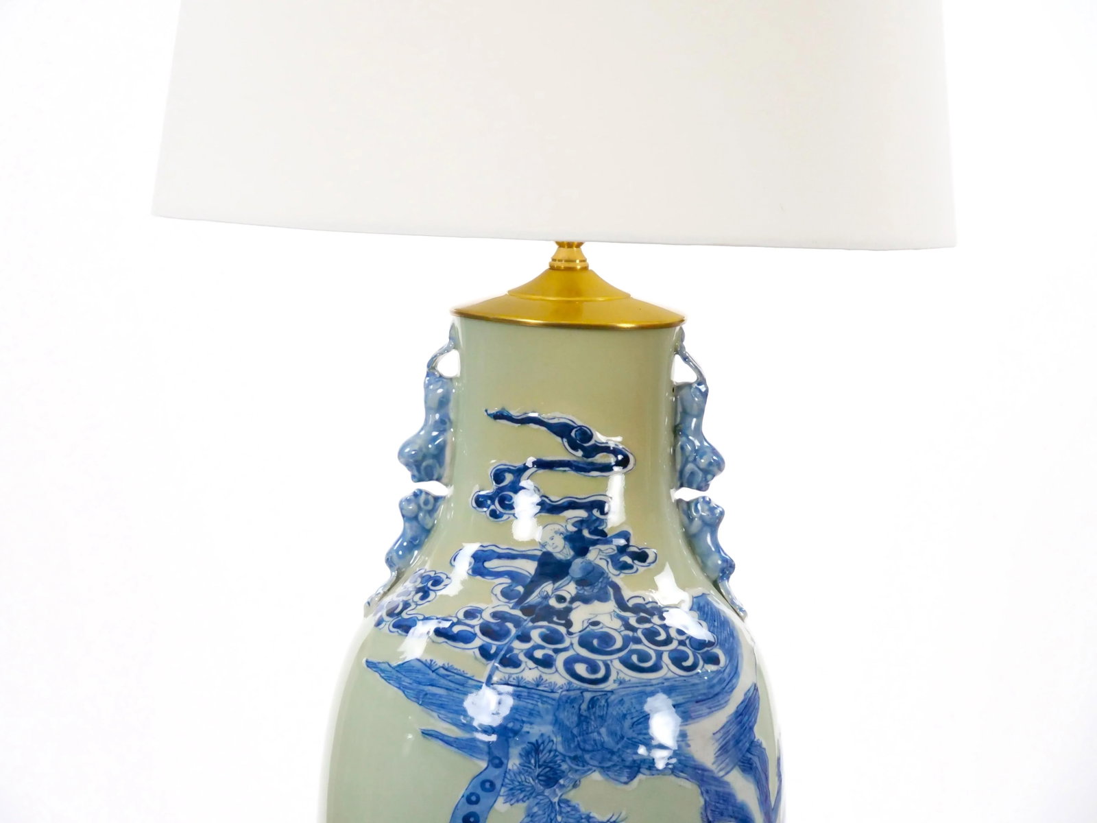 20th Century Tall Chinese Export Chinoiserie Table Lamp / Hand-Painted Details - 12