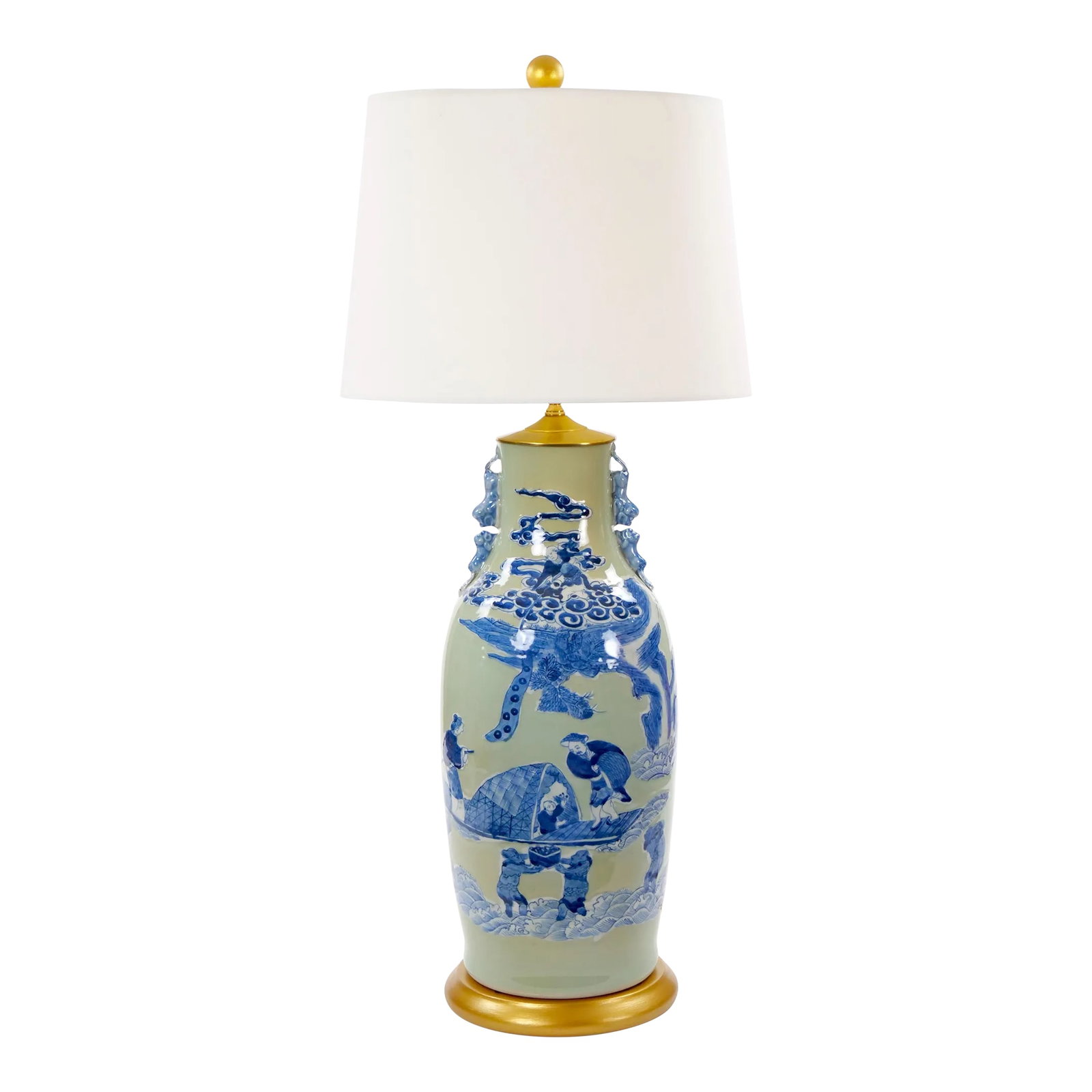 20th Century Tall Chinese Export Chinoiserie Table Lamp / Hand-Painted Details (1 of 12)