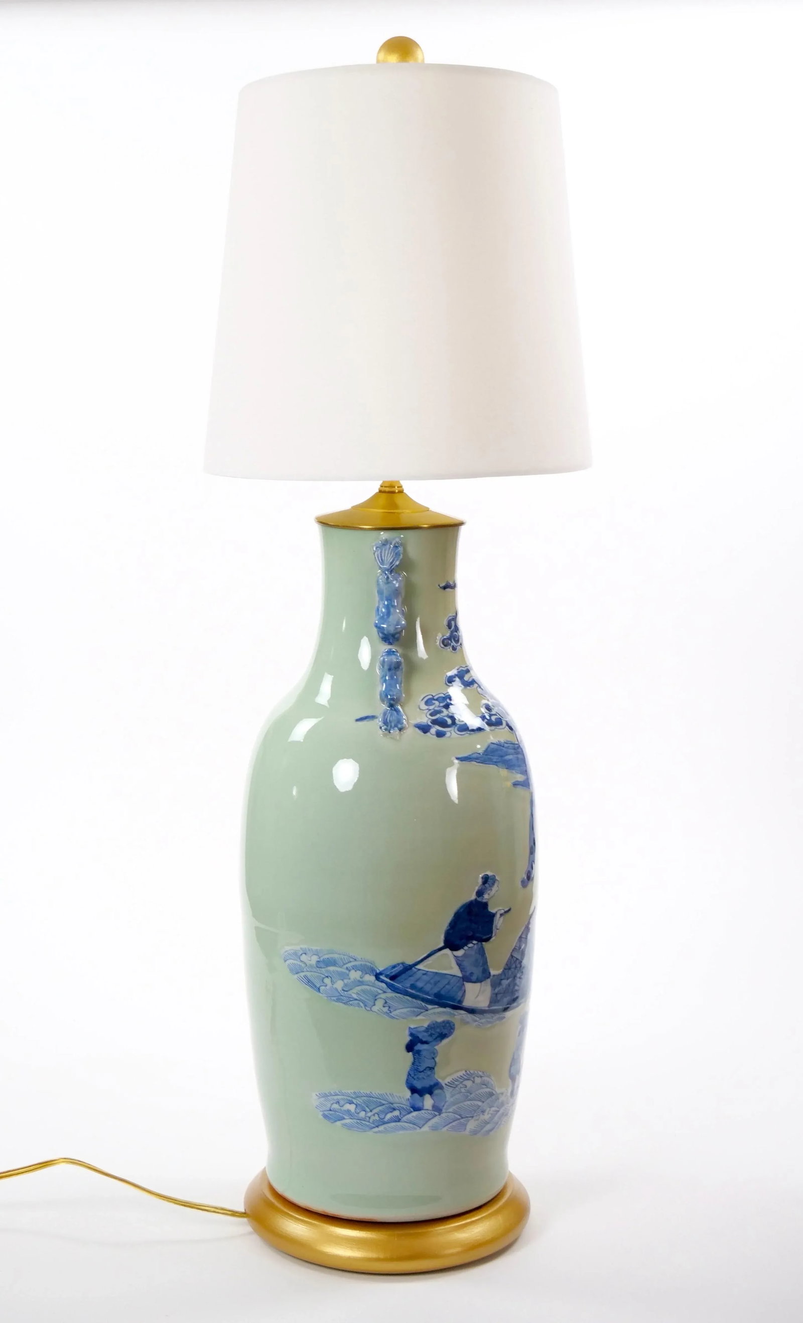 20th Century Tall Chinese Export Chinoiserie Table Lamp / Hand-Painted Details - 3