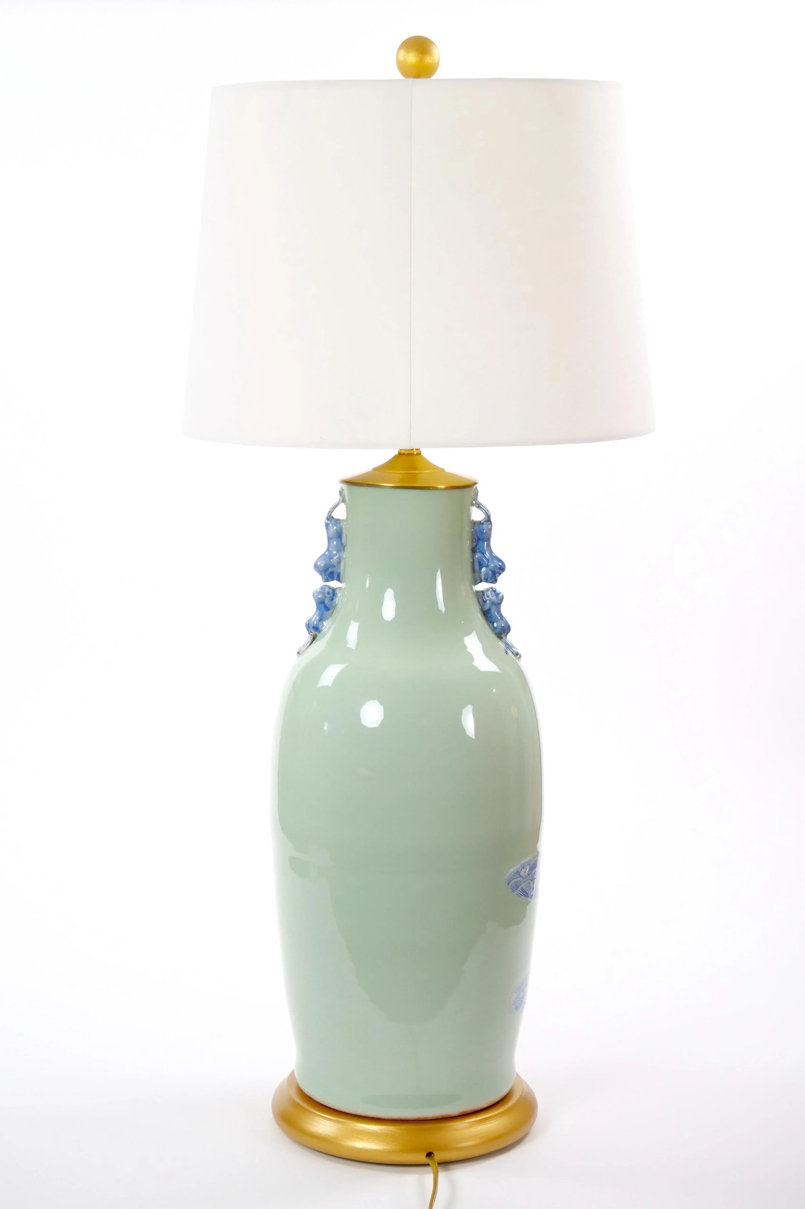 20th Century Tall Chinese Export Chinoiserie Table Lamp / Hand-Painted Details - 4