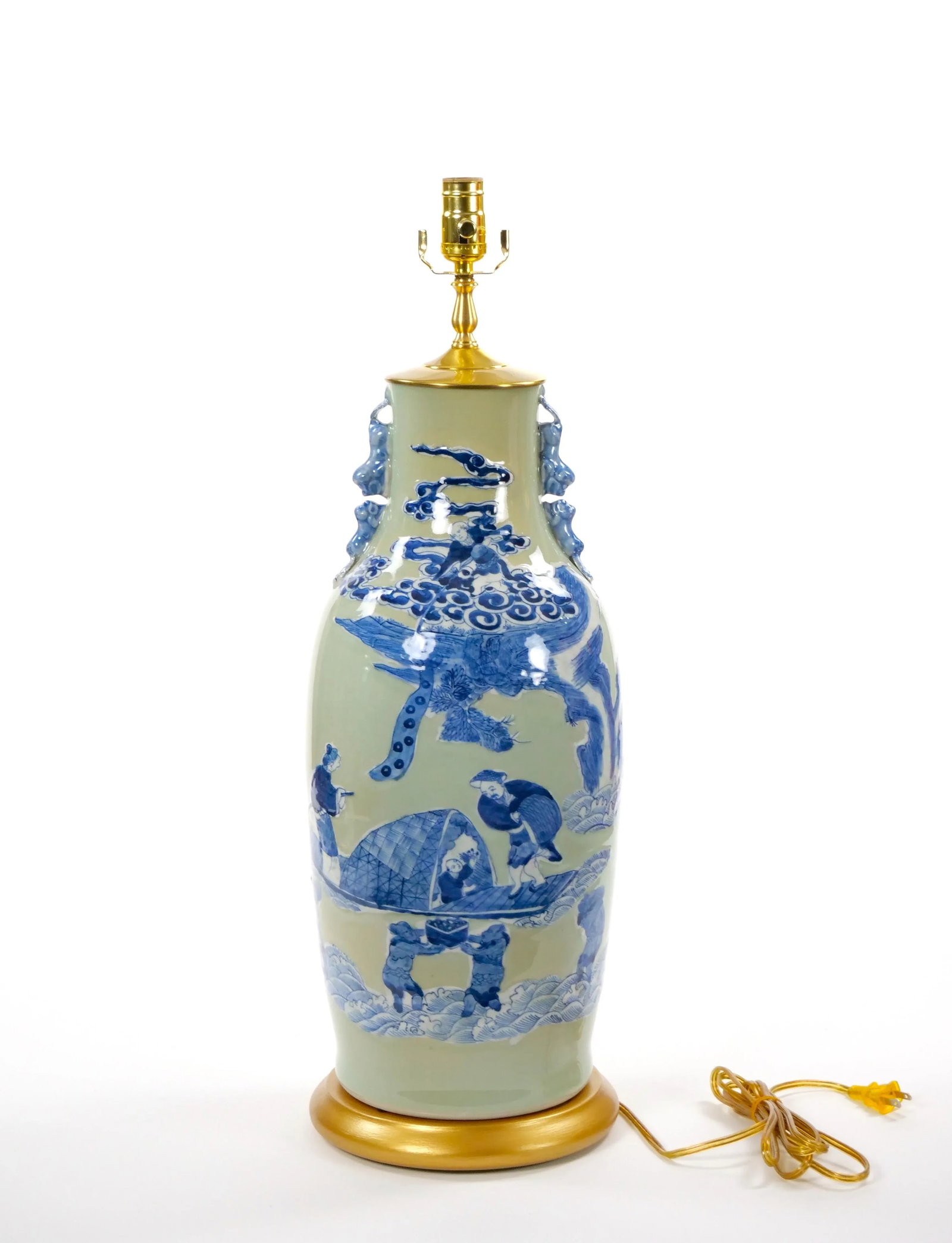 20th Century Tall Chinese Export Chinoiserie Table Lamp / Hand-Painted Details - 8