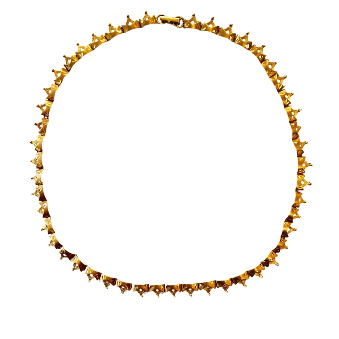 Vintage 14k Yellow Gold Crown Necklace - 2