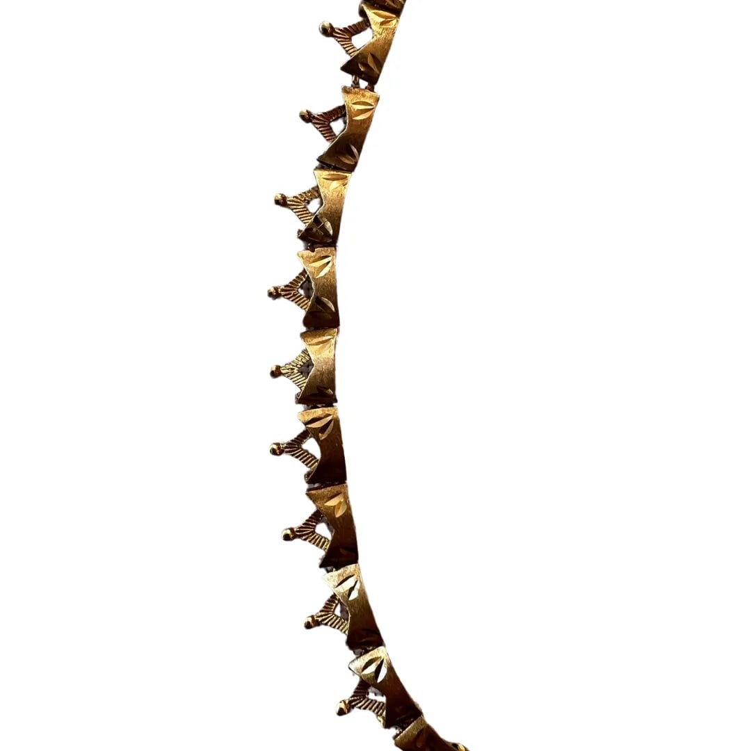 Vintage 14k Yellow Gold Crown Necklace - 3