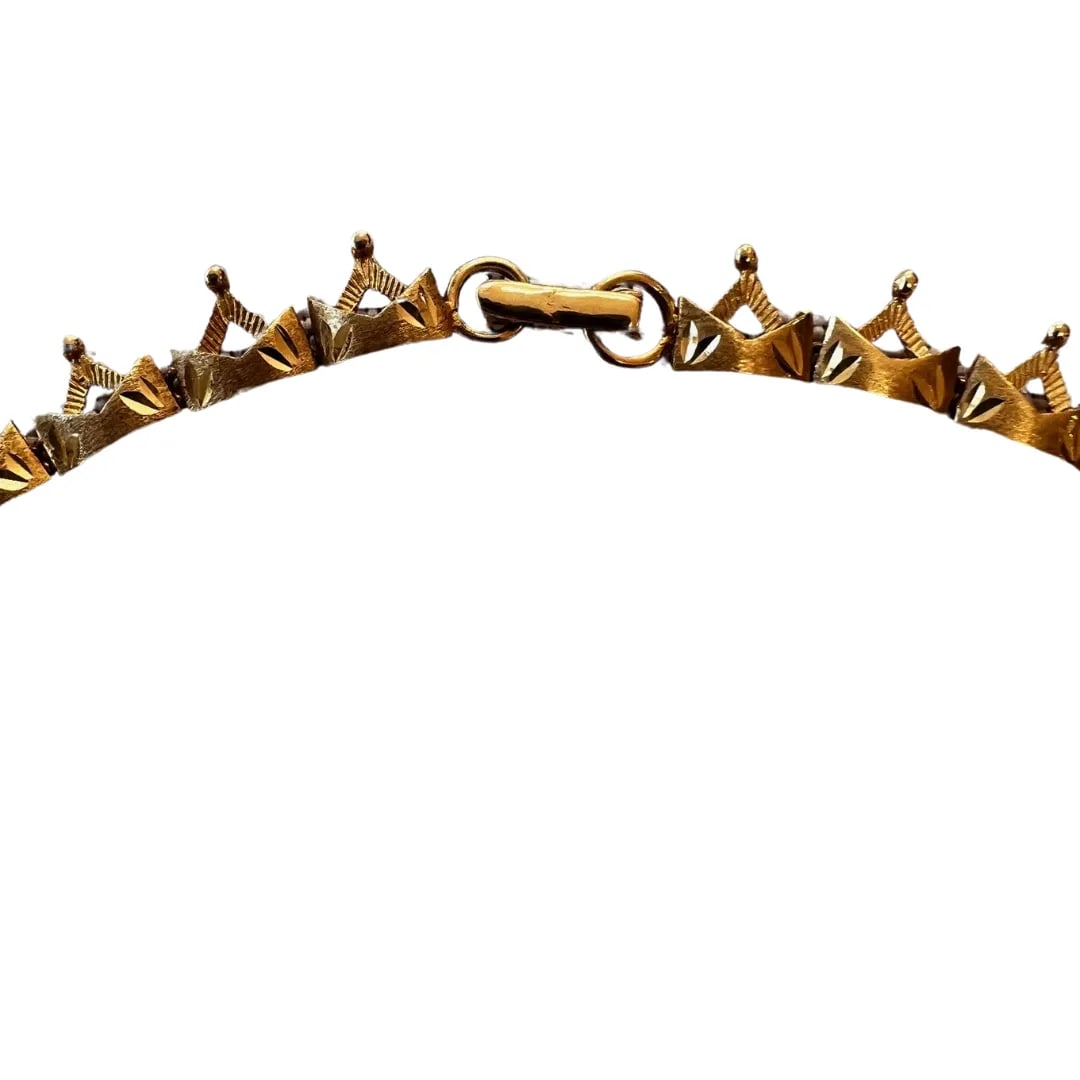 Vintage 14k Yellow Gold Crown Necklace - 4