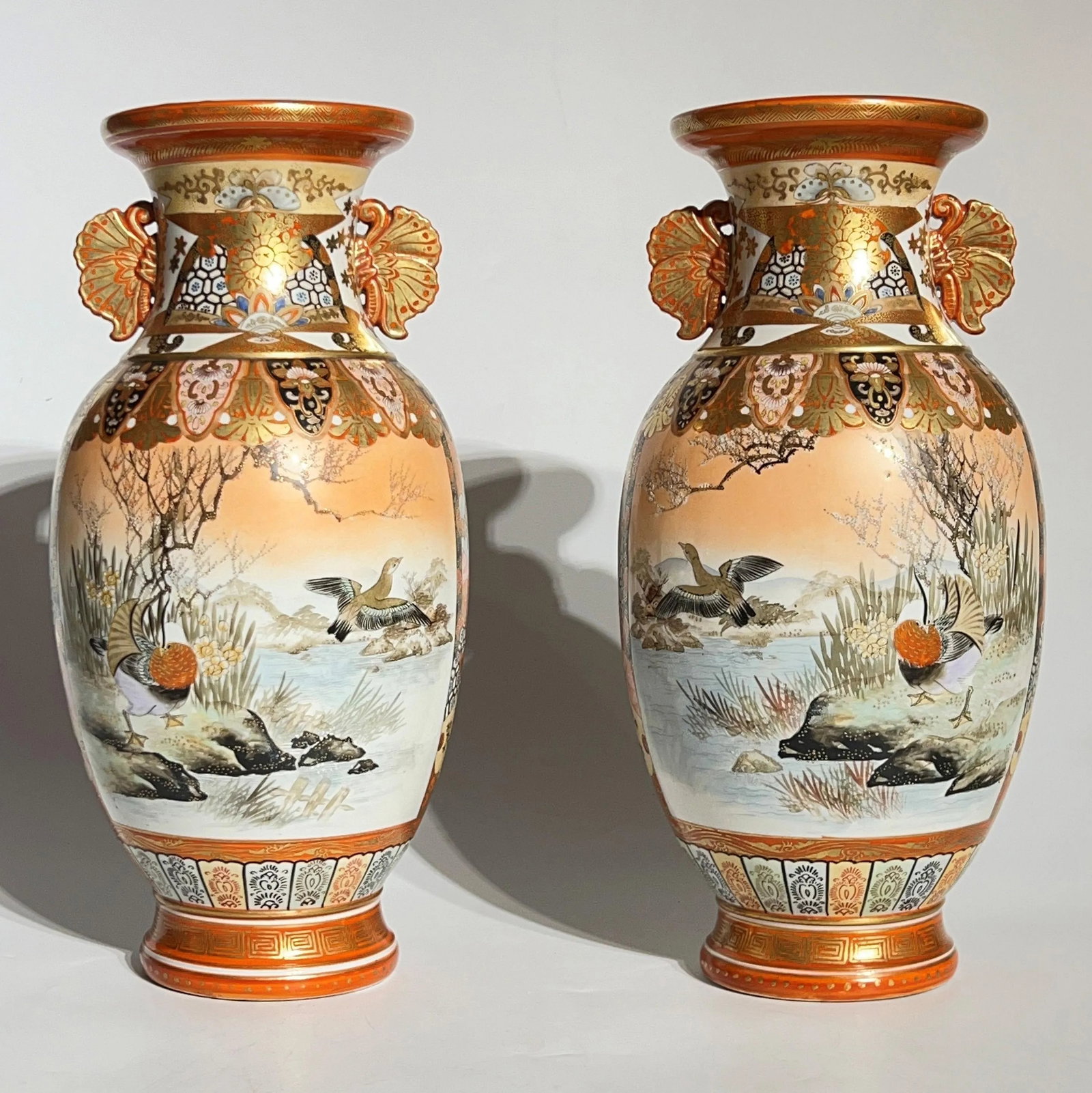 Japanese Kutani Porcelain Vases - A Pair - 2