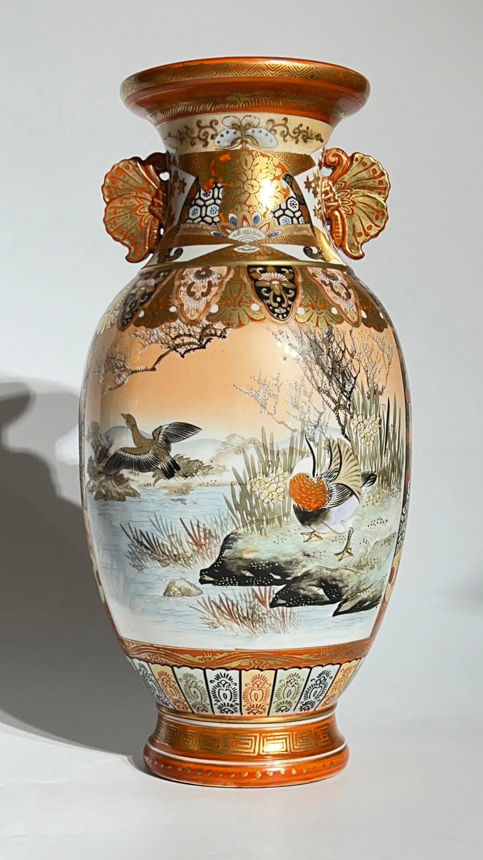 Japanese Kutani Porcelain Vases - A Pair - 8
